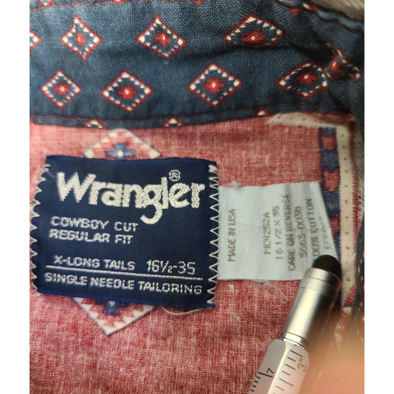 Wrangler VINTAGE Wrangler Western Shirt Cowboy Cut 16.5 x 35 X-Long Tails Aztec Print Shirt Mens Size US XL / EU 56 / 4 - 5 Thumbnail