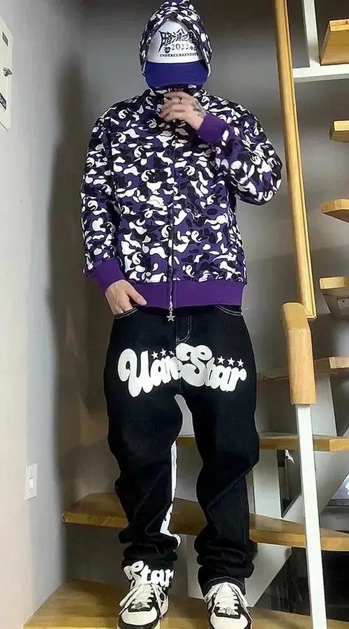 Japanese Brand × Jean Letter Print Baggy Jeans Unisex Size US 28 / EU 44 - 2 Thumbnail