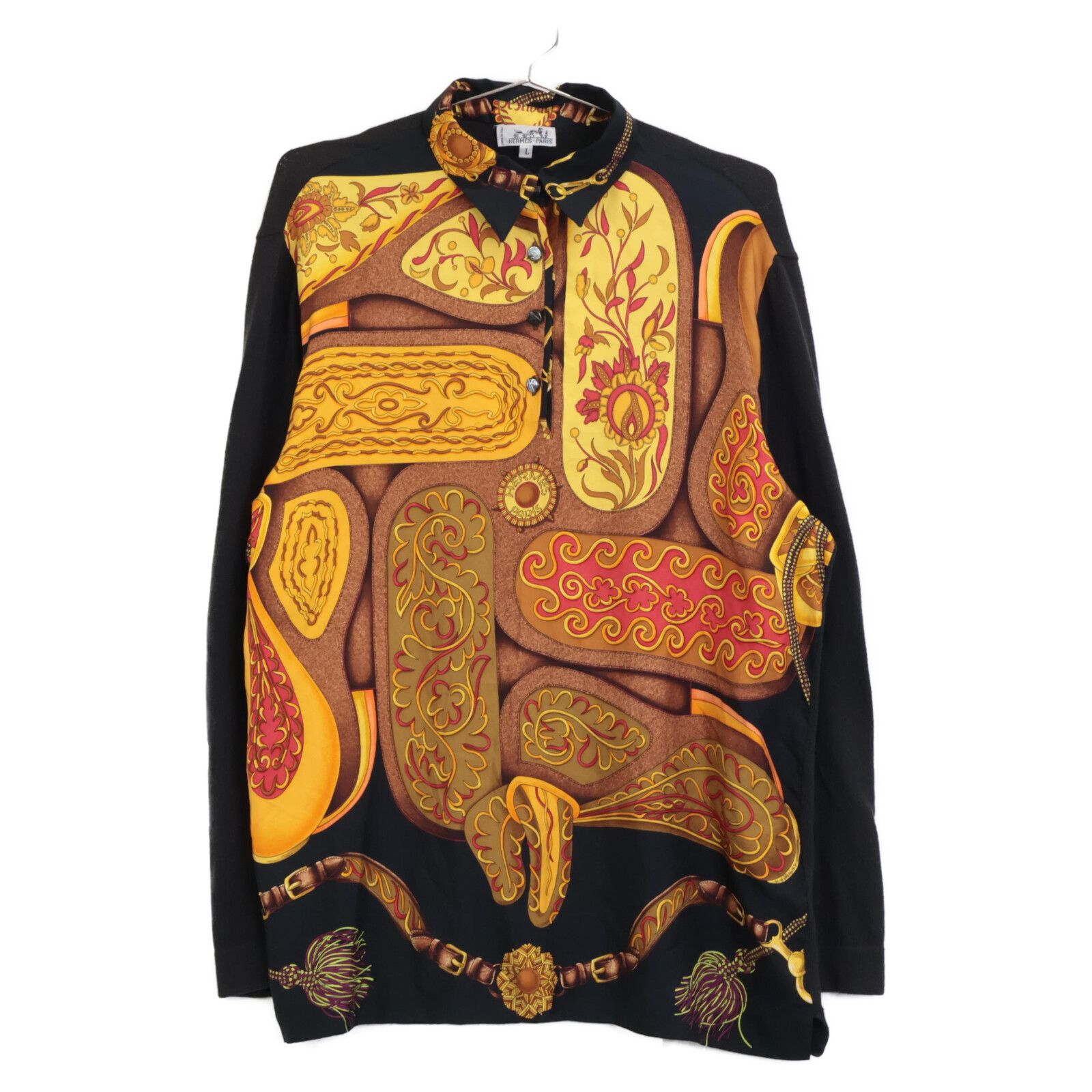 Hermes Hermes Hermès Silk Knit Panel Long Sleeve Shirt L Top Textile Tops DUTY FREE for USA Size ONE SIZE - 1 Thumbnail
