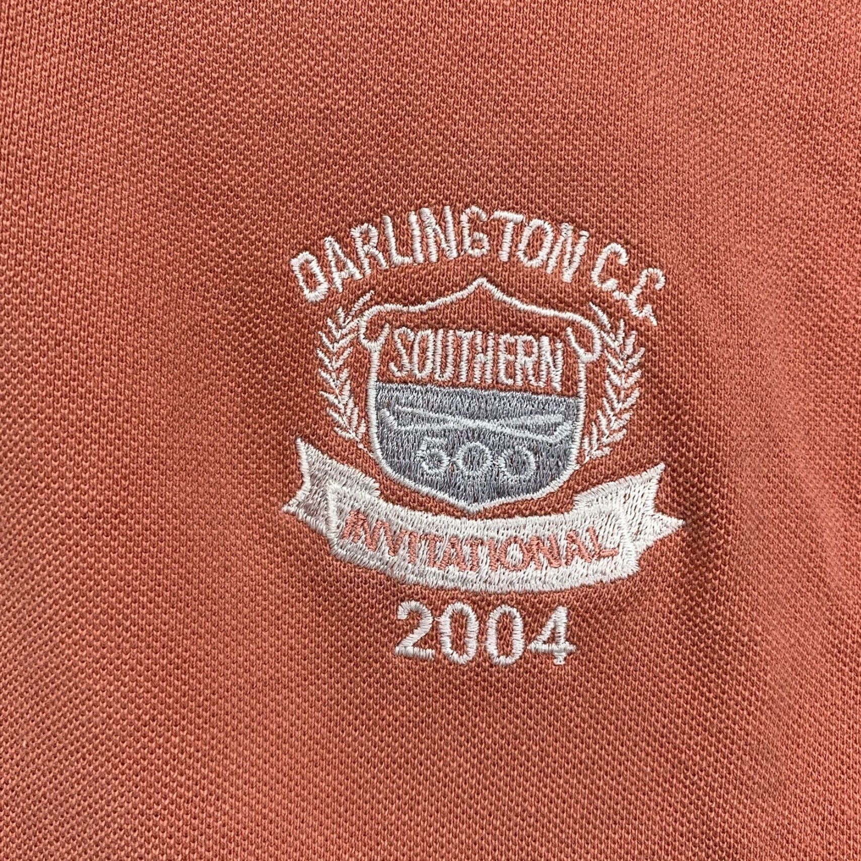 NASCAR VINTAGE Darlington Raceway NASCAR Polo Shirt Men Large Cotton Short Sleeve Coral 2004 Golf Size US L / EU 52-54 / 3 - 2 Thumbnail