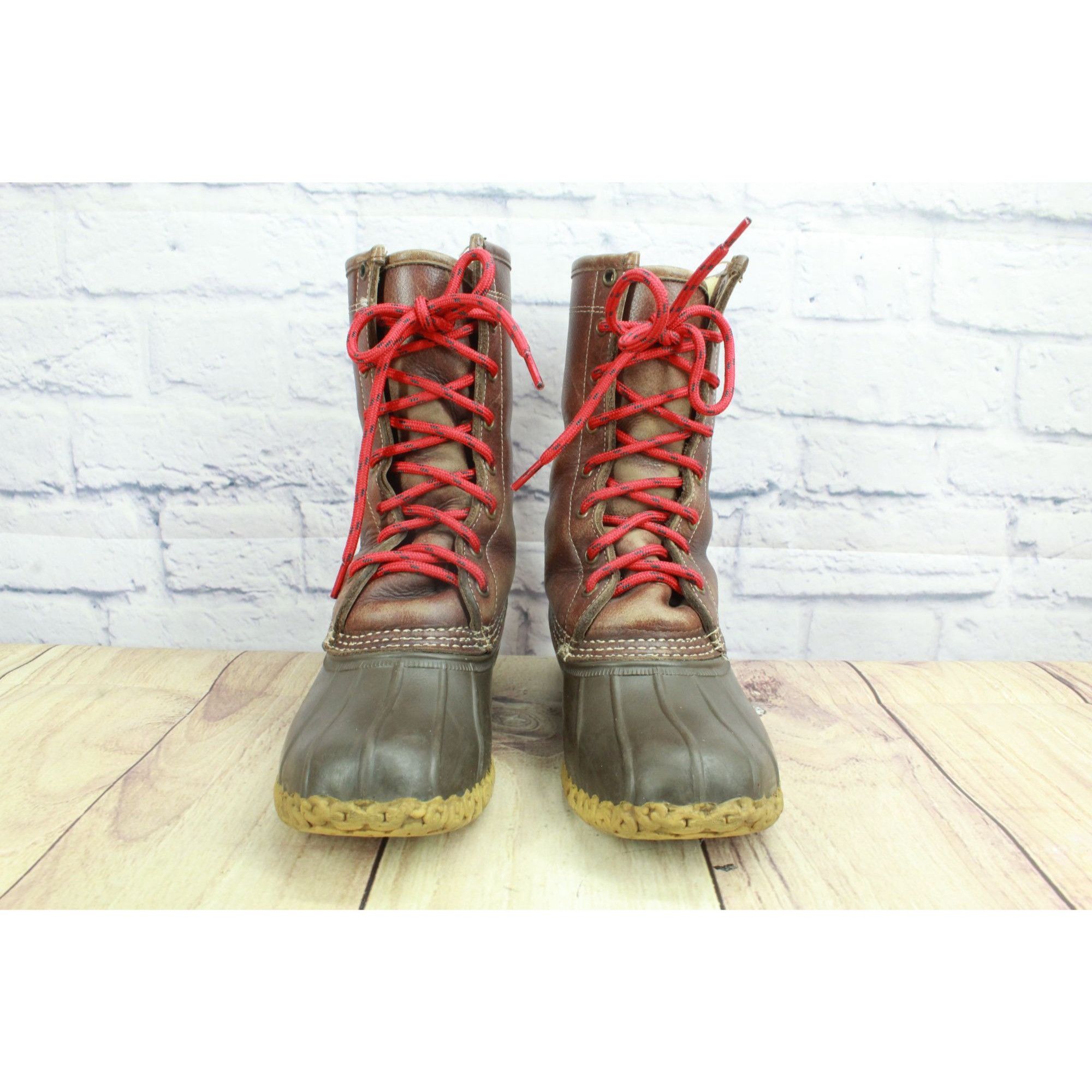 L.L. Bean LL Bean Women’s Shearling-Lined Brown Leather Duck Boots Size US 6 / IT 36 - 4 Thumbnail