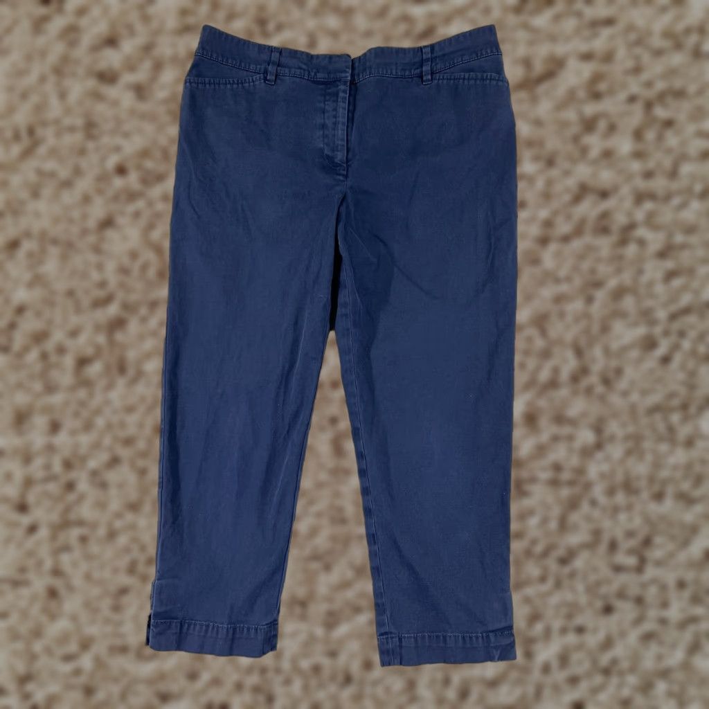 Talbots Talbots Pants Womens 6P Capri Blue Cotton Blend Stretch Flat Front Pockets Regular Petite 21in Inseam Mens? Womens Size 28" / US 6 / IT 42 - 1 Thumbnail