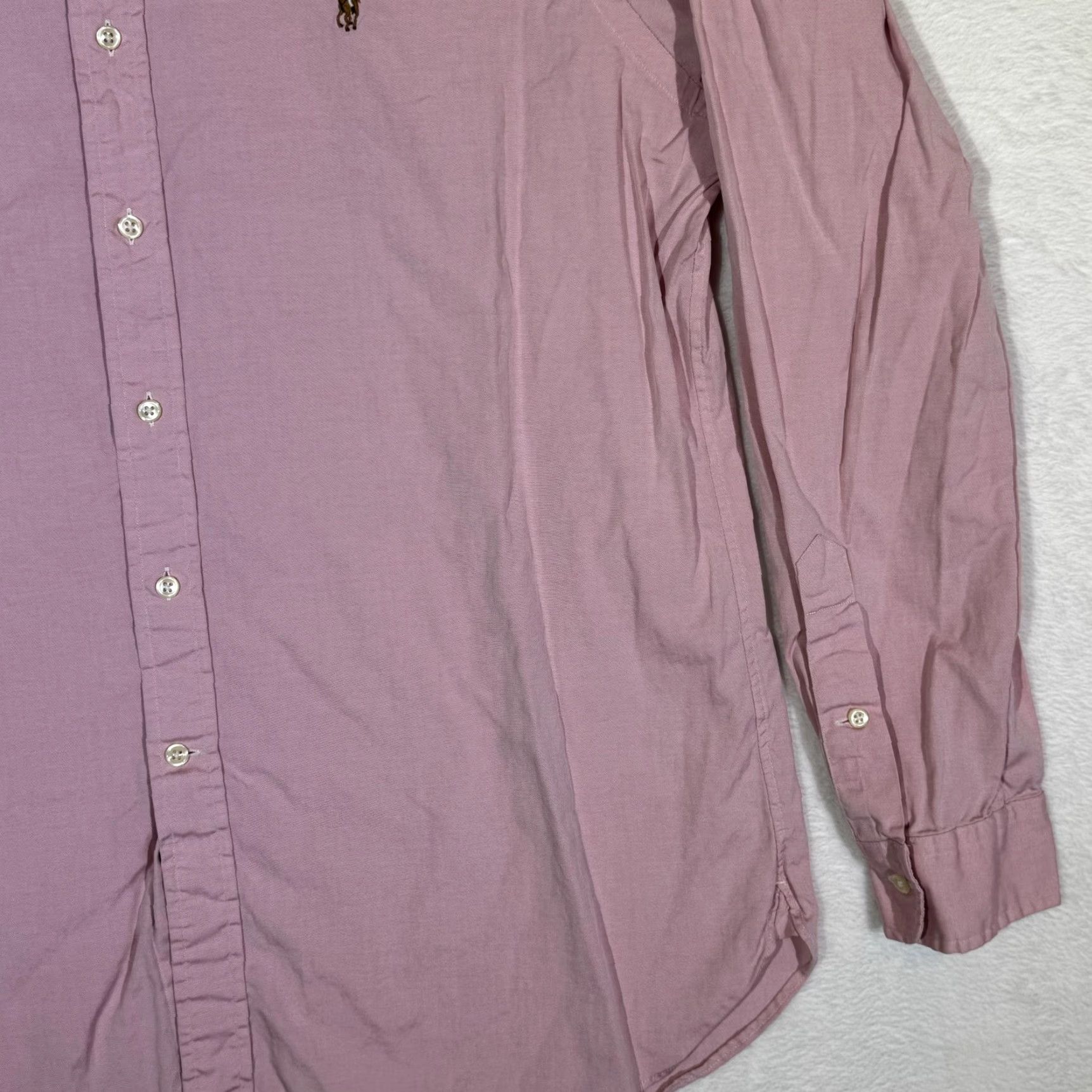 Ralph Lauren Ralph Lauren Shirt Mens 17 Pink Long Sleeve Button Down Dress Oxford Classic Shirt Men Pink 100% Cotton Size 46R - 6 Thumbnail