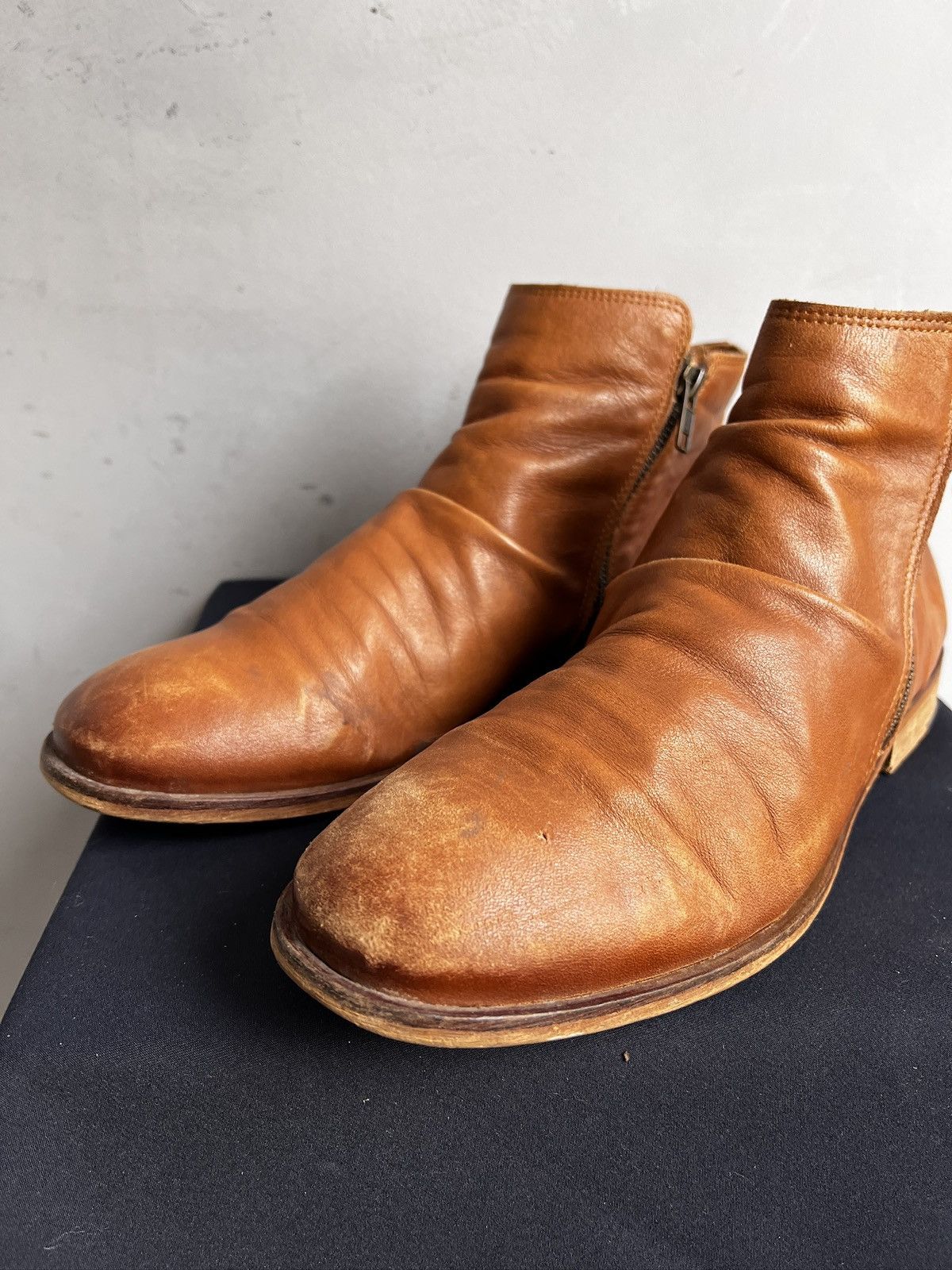 Other Orange Leather Ankle Boots Side guidi style Vintage Look Size US 9 / EU 42 - 6 Thumbnail