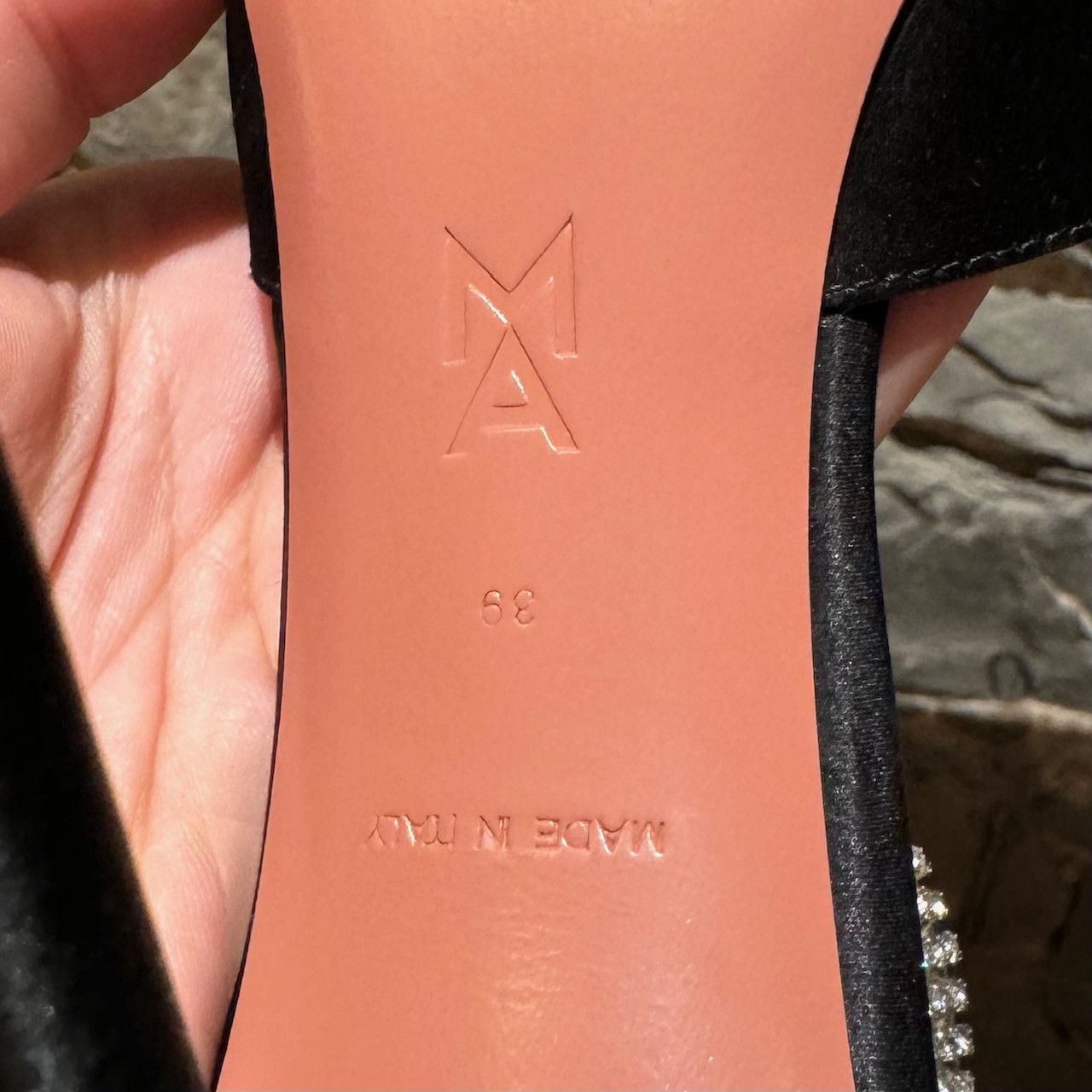 Amina Muaddi Amina Muaddi SS21 Ursina Black Satin Crystal Ankle Pumps Size US 9 / IT 39 - 10 Thumbnail