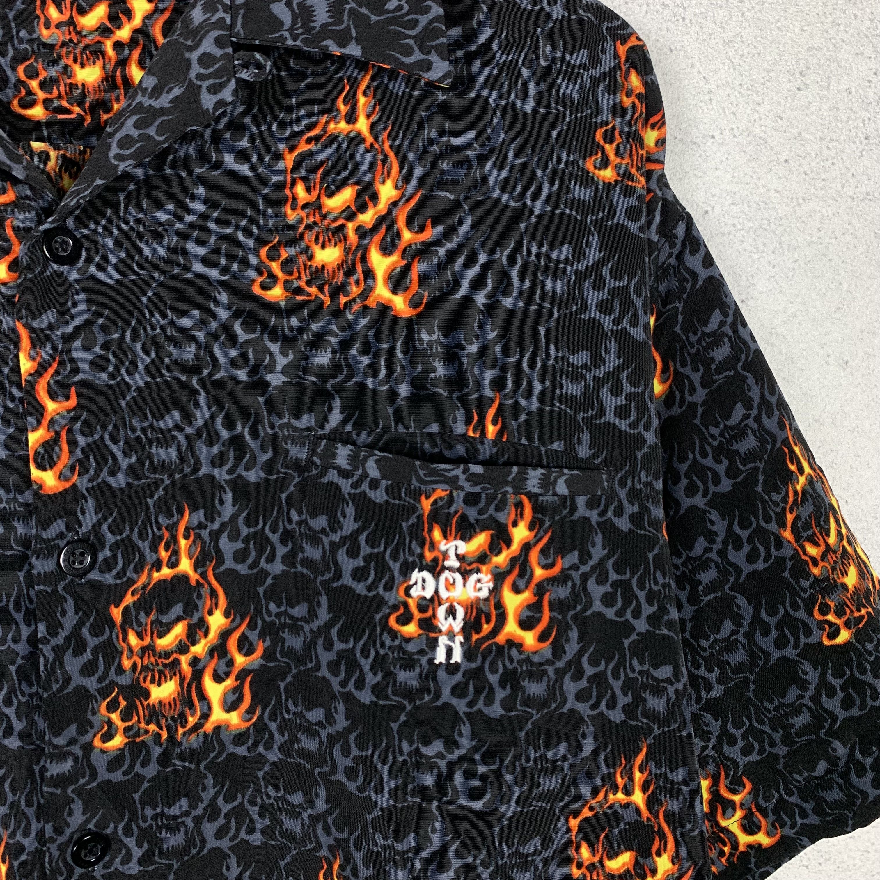 Dogtown Vintage Dogtown Fire Flame Skull Shirt Button Up Size US XL / EU 56 / 4 - 4 Thumbnail