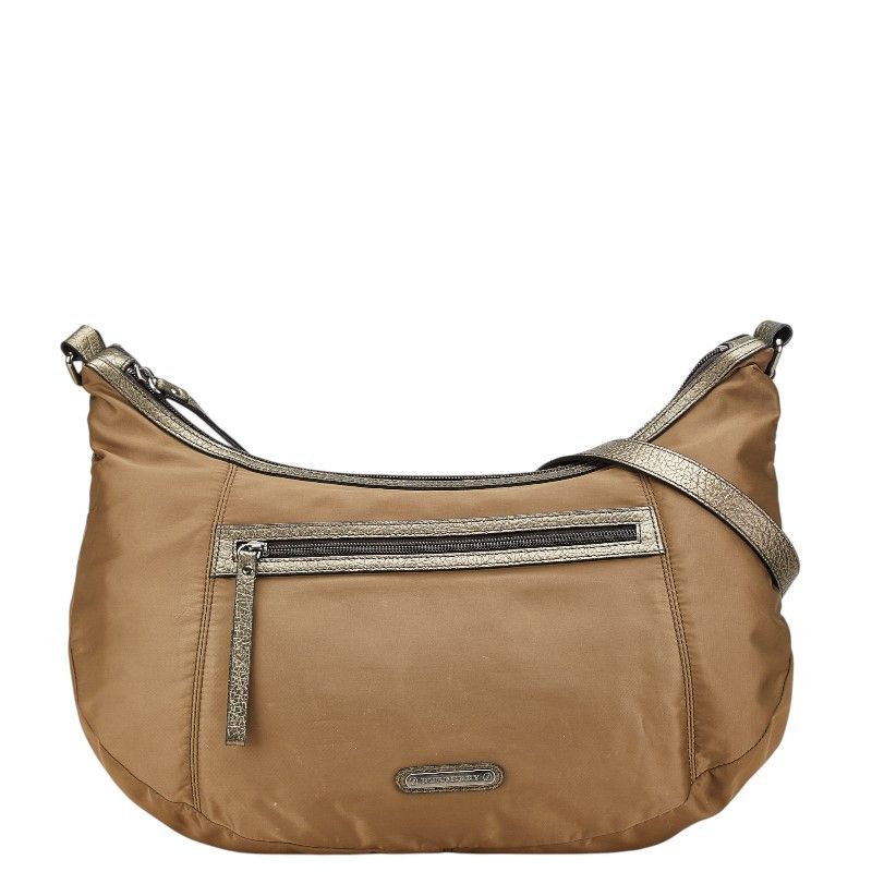 Burberry Burberry Logo Plate Nylon Leather Shoulder Bag Leather Shoulder Bag in Brown, Women's