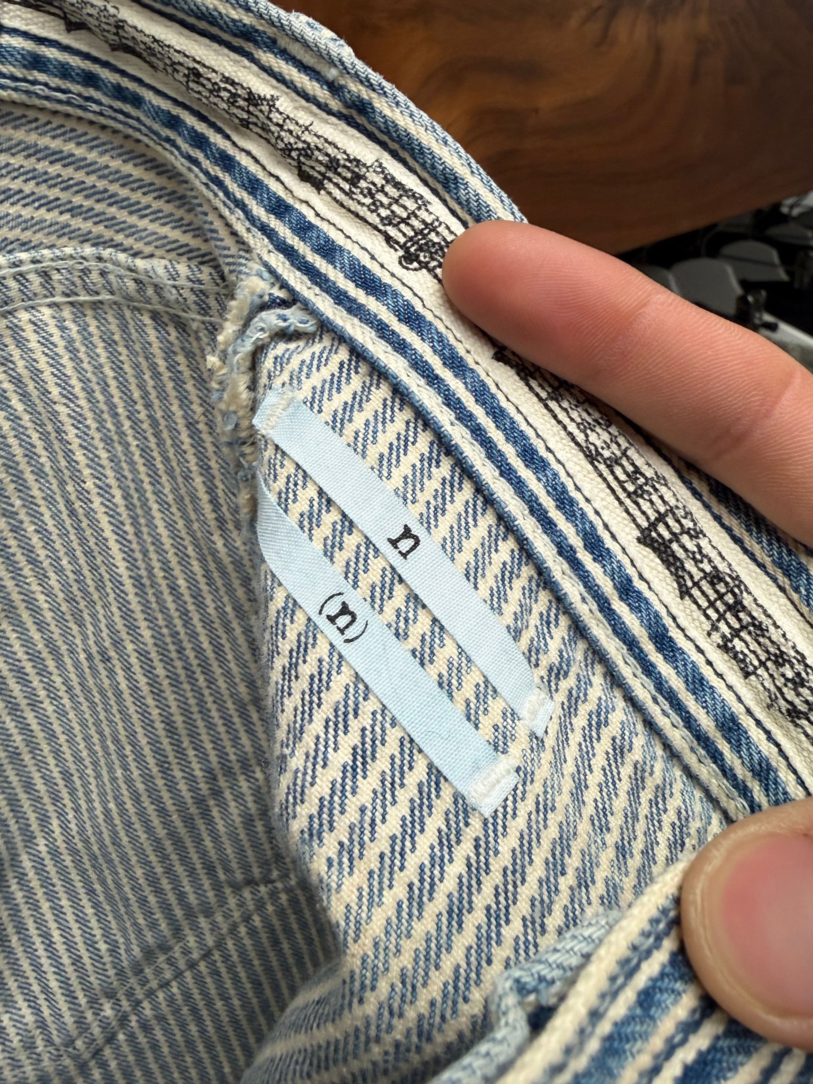 Number (N)ine Number (N)ine ‘Crying Heart Patch’ Hickory Striped Blue Skinny Jeans Size US 30 / EU 46 - 3 Thumbnail