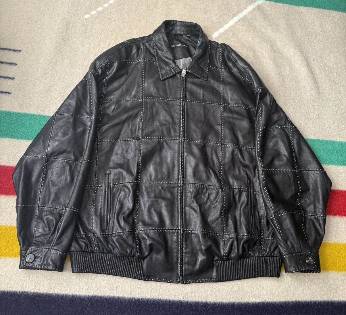 Pelle Pelle Vintage 90s Y2K Pelle Pelle Marc Buchanan Leather Jacket 56 Size US XXL / EU 58 / 5 - 1 Thumbnail