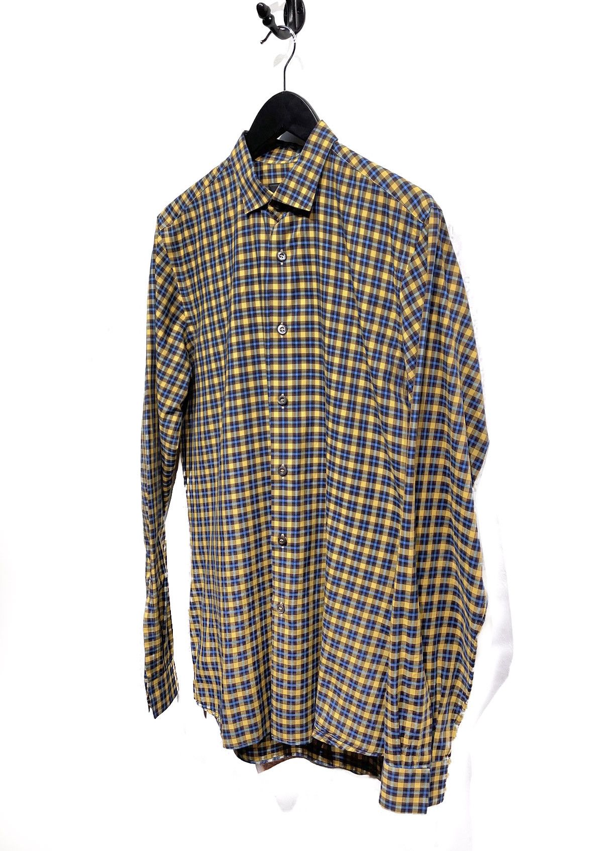 Prada Prada Yellow Blue Checkered Cotton Shirt Size US XS / EU 42 / 0 - 2 Thumbnail