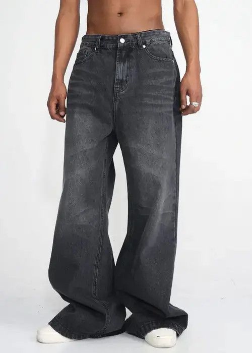 Designer custom distressed faded baggy flared pants Size US 34 / EU 50 - 3 Thumbnail