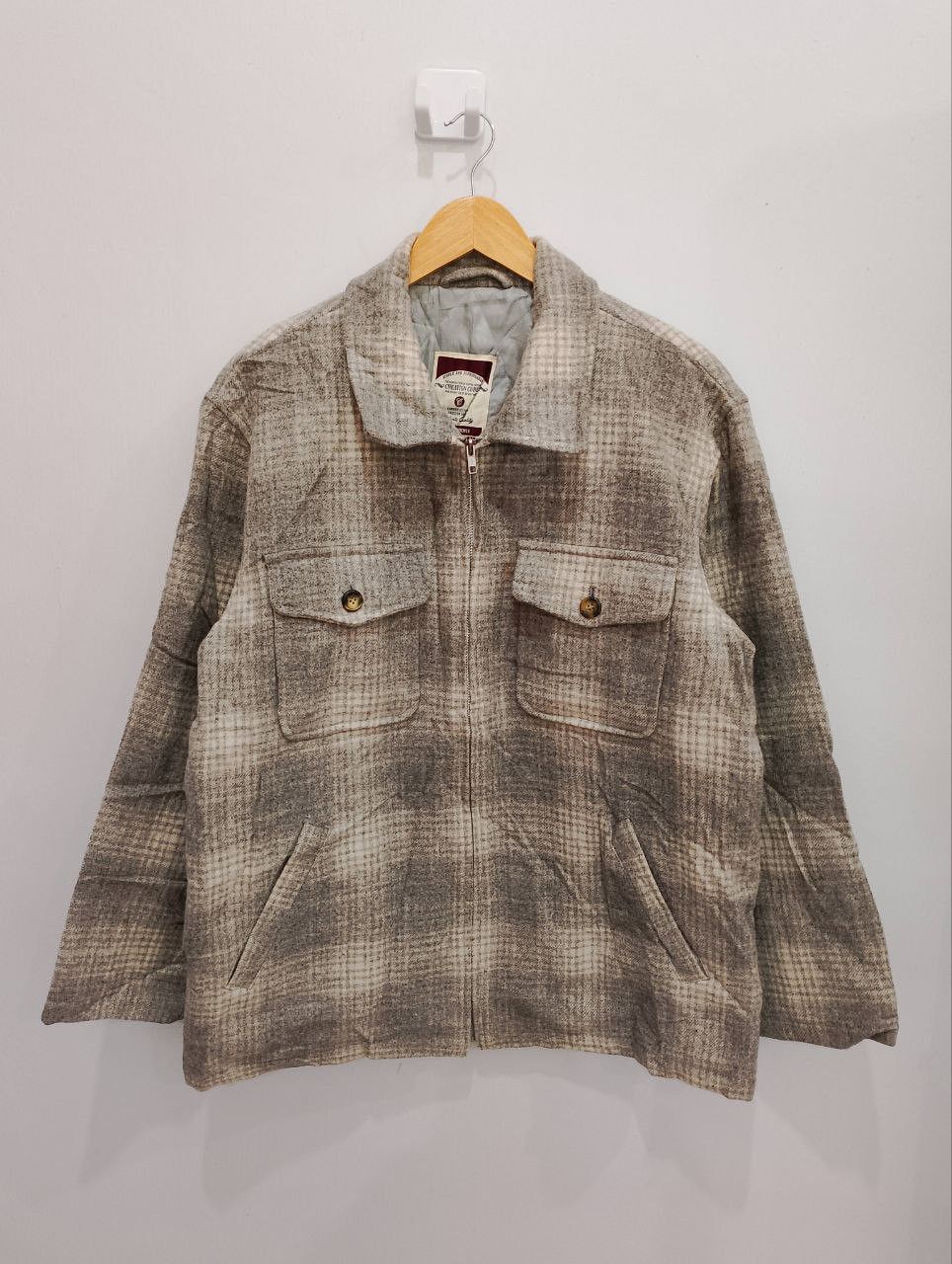 Vintage Vintage CREATION CUBE Cashmere Plaid Checked Jacket Size US L / EU 52-54 / 3 - 1 Thumbnail