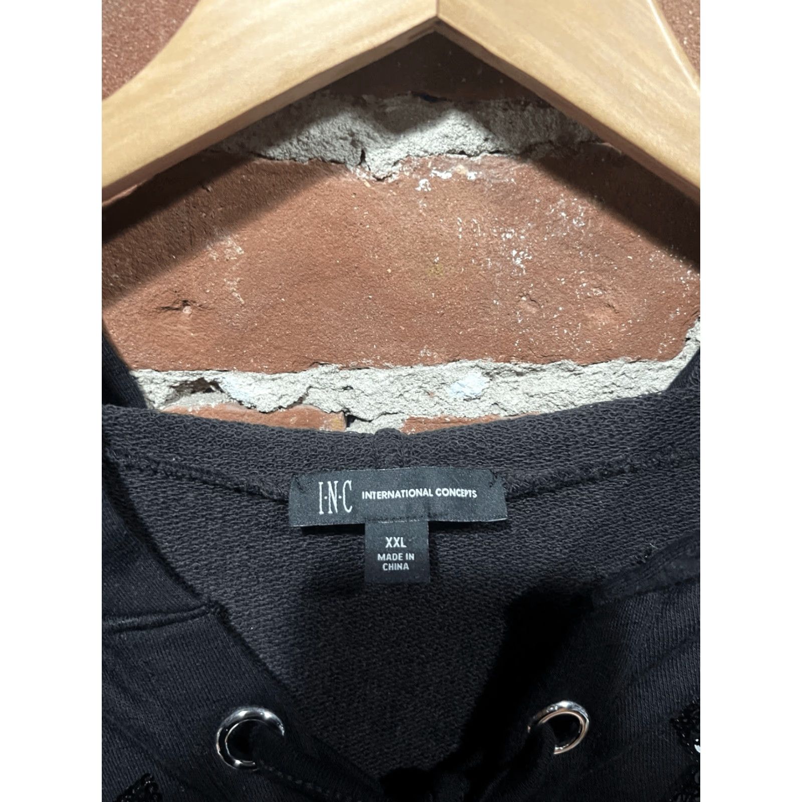 Vintage International Concepts Womens Black Hooded Pullover Sweatshirt Lightweight 2XL Size XXL / US 16-18 / IT 52-54 - 3 Thumbnail