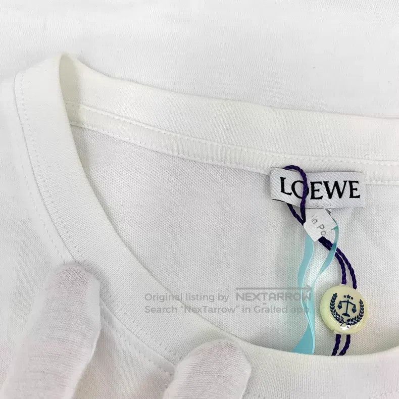 Loewe Loewe White logo embroidered cotton round neck short sleev Size US M / EU 48-50 / 2 - 8 Thumbnail