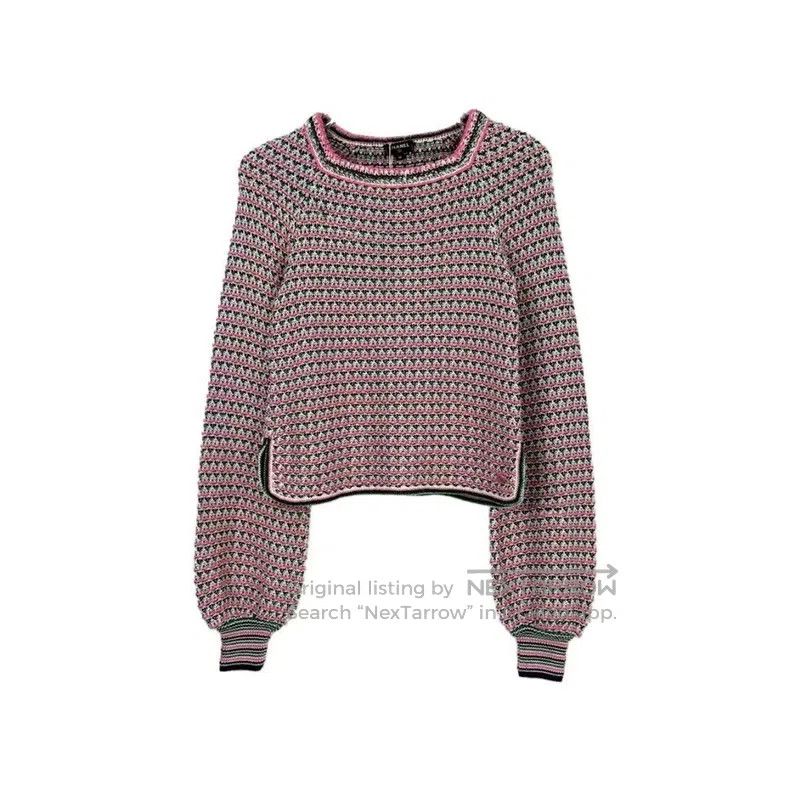 Chanel Chanel Black and pink striped classic logo knitwear sweate Size XS / US 0-2 / IT 36-38 - 1 Thumbnail
