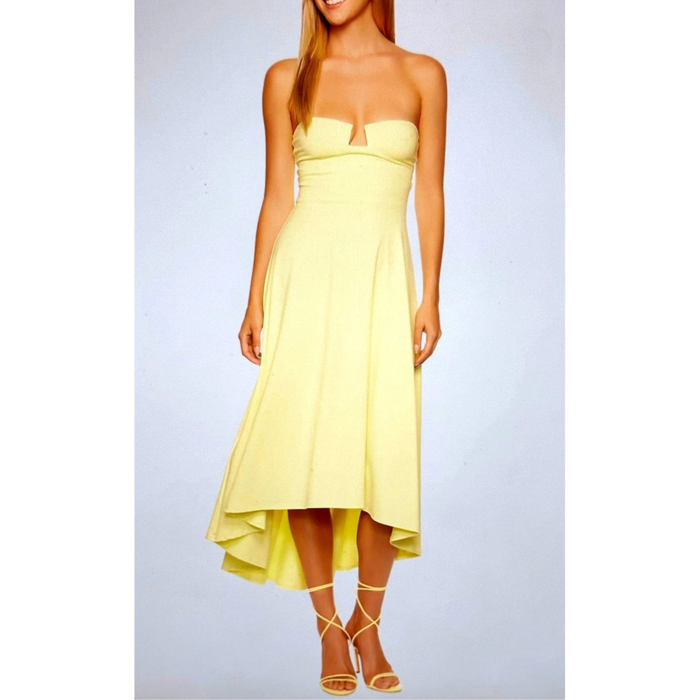 Susana Monaco Susana Monaco High Low Wired Midi Dress Pale Lime S Size S / US 4 / IT 40 - 5 Thumbnail