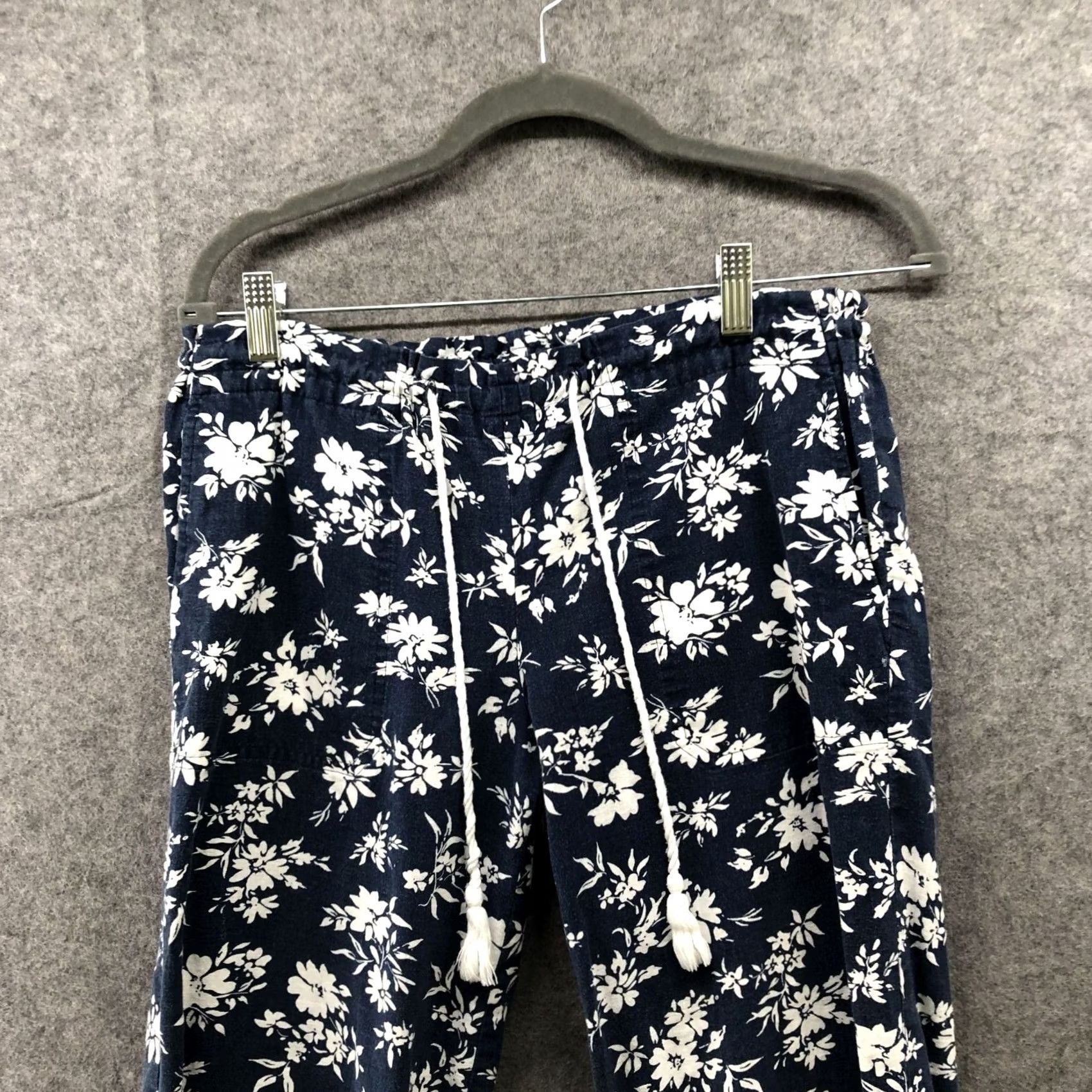 Ralph Lauren Lauren Ralph Lauren Linen Cotton Pants Womens SP Blue Floral Cropped Pull On Size 28" / US 6 / IT 42 - 3 Thumbnail