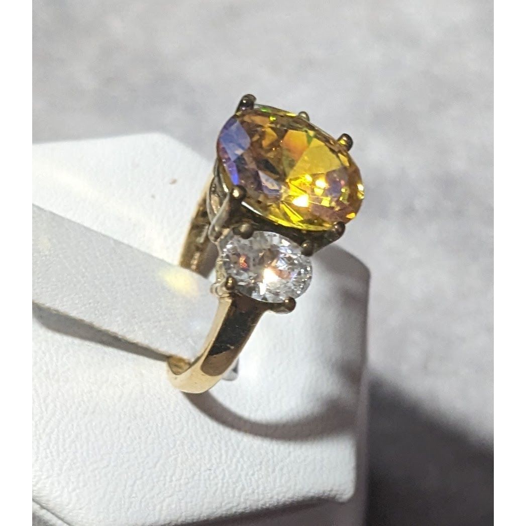 Other Brilliant Three Stone Sterling Silver Gold Tone Plated Engag Size ONE SIZE - 11 Thumbnail