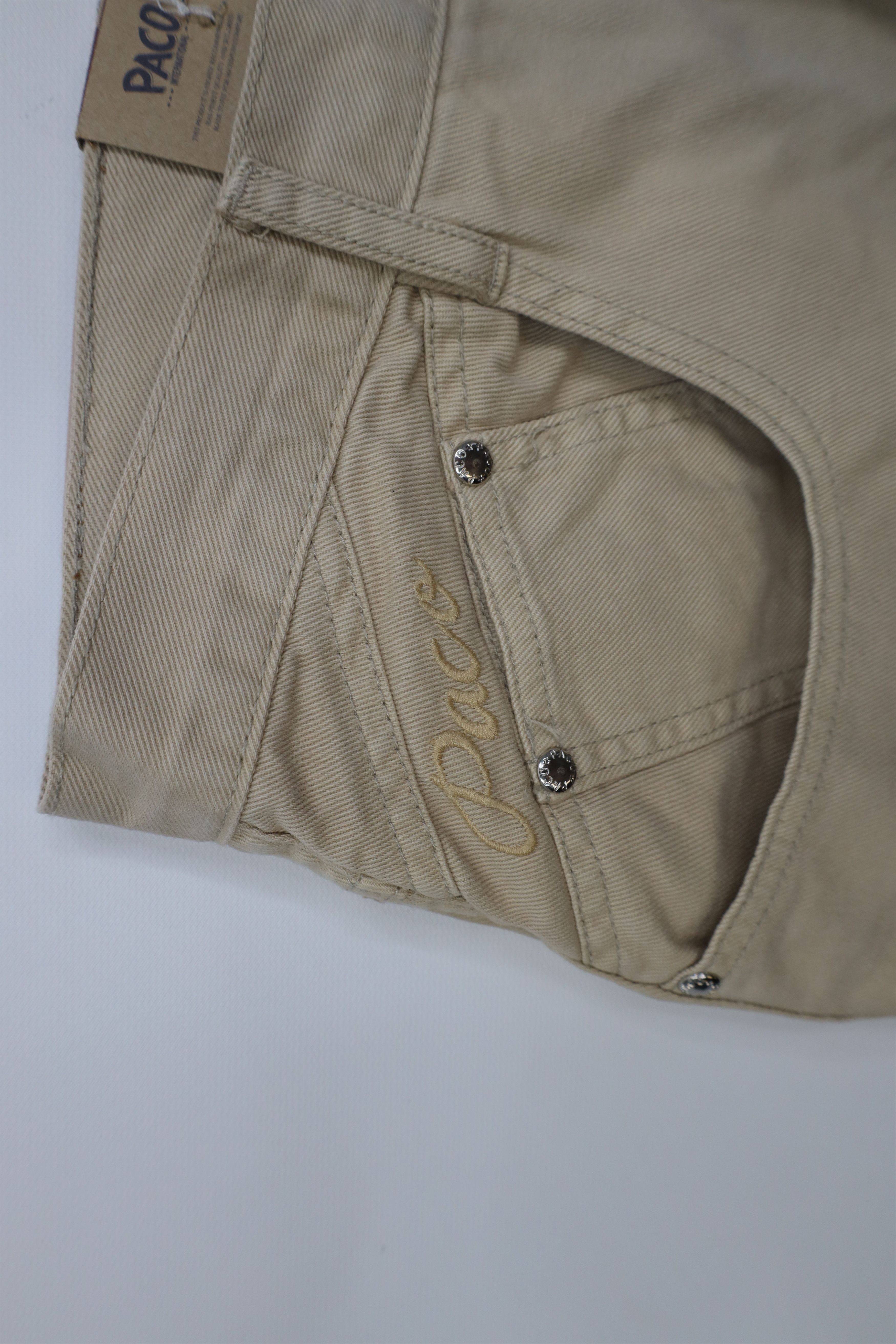 Vintage Deadstock Vintage 90s Paco Denim Jean Shorts Beige Cotton Size US 33 - 7 Thumbnail