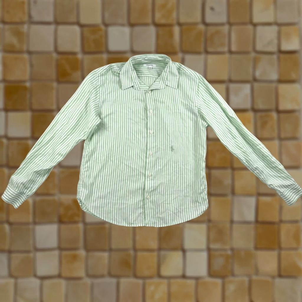 Sporty & Rich Sporty & Rich Shirt Unisex M Green Striped Button-Up Embroidered Collared Long Sleeve Size M / US 6-8 / IT 42-44 - 1 Thumbnail