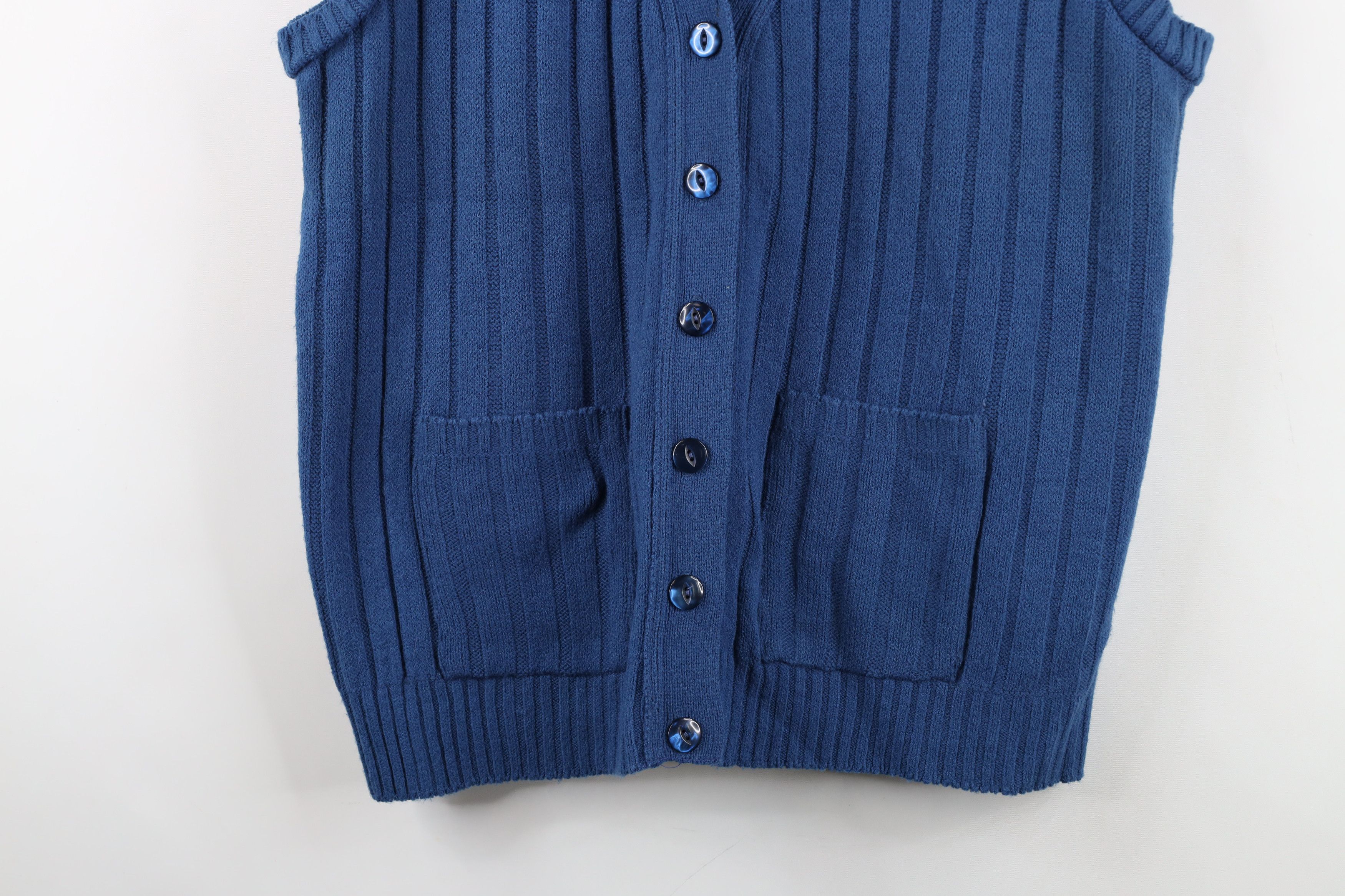 Vintage Vintage 50s Streetwear Ribbed Knit Sweater Vest Blue USA Size XL / US 12-14 / IT 48-50 - 3 Thumbnail