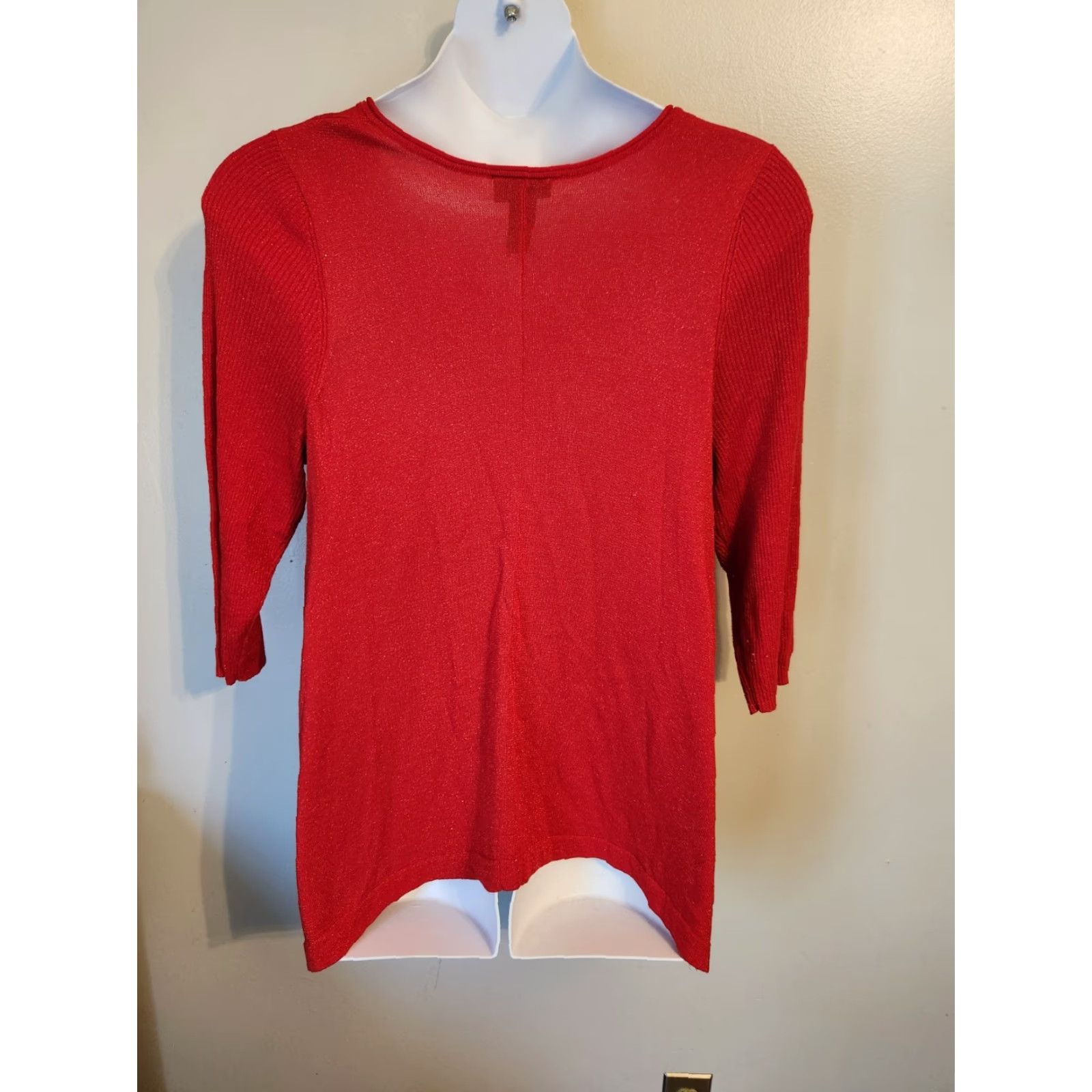 Vintage Lane Bryant Sweater Women Plus 1X 14/16 Red Metallic 3/4 Sleeve Lightweight Top Size XL / US 12-14 / IT 48-50 - 6 Thumbnail