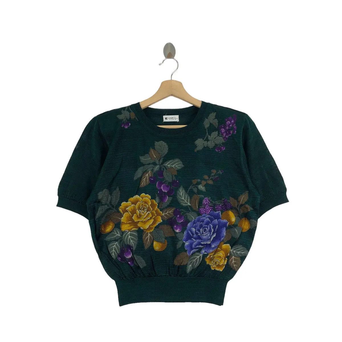 Vintage Vtg 80’ SANROLL KOBE UNIVERSE Roses Floral Knitwear Sweater Size M / US 6-8 / IT 42-44 - 1 Thumbnail
