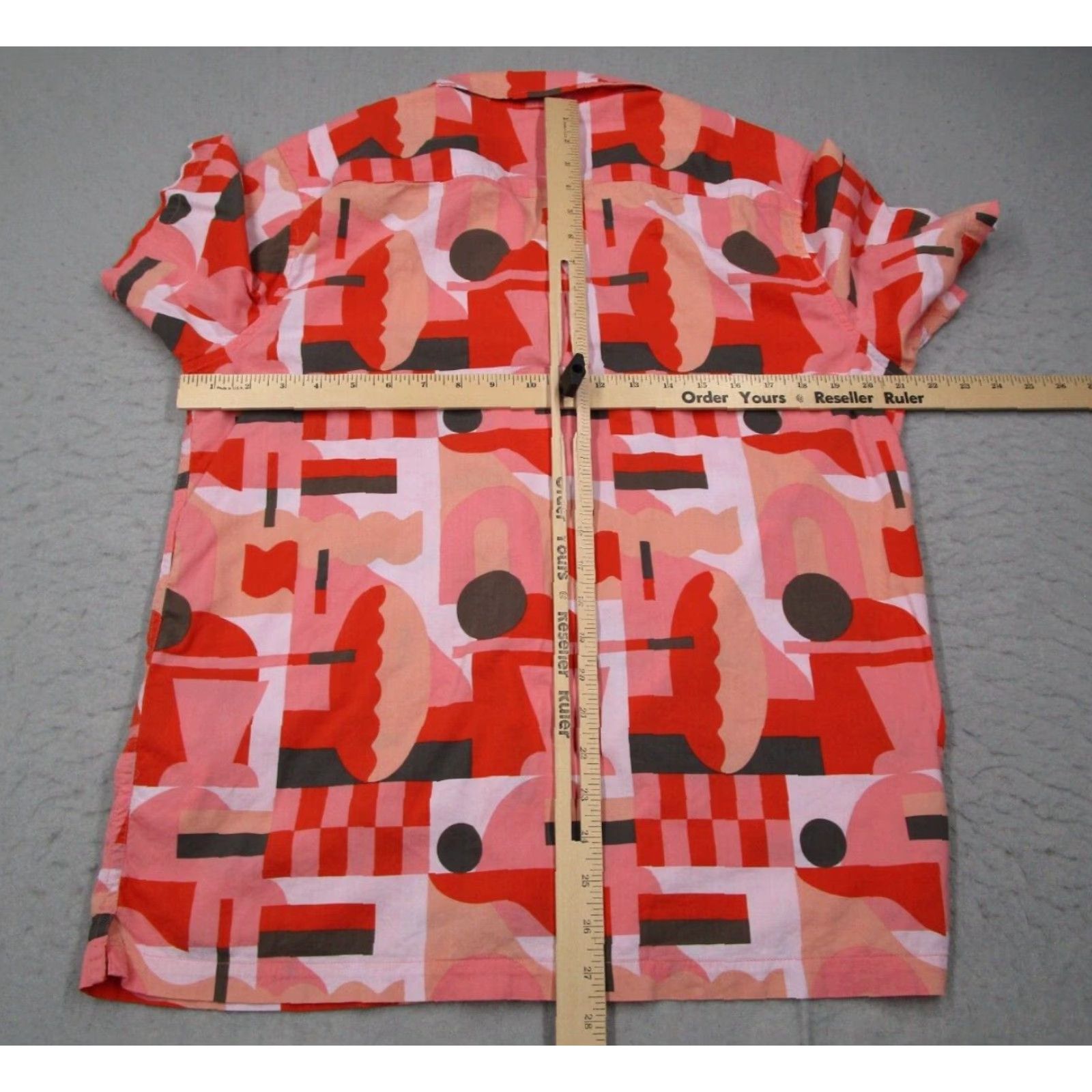RVCA RVCA Hawaiian Shirt Men's Large Red Jesse Brown Short Sleeve Button-Up Geometric Casual Outdoor Mens Size US L / EU 52-54 / 3 - 6 Thumbnail