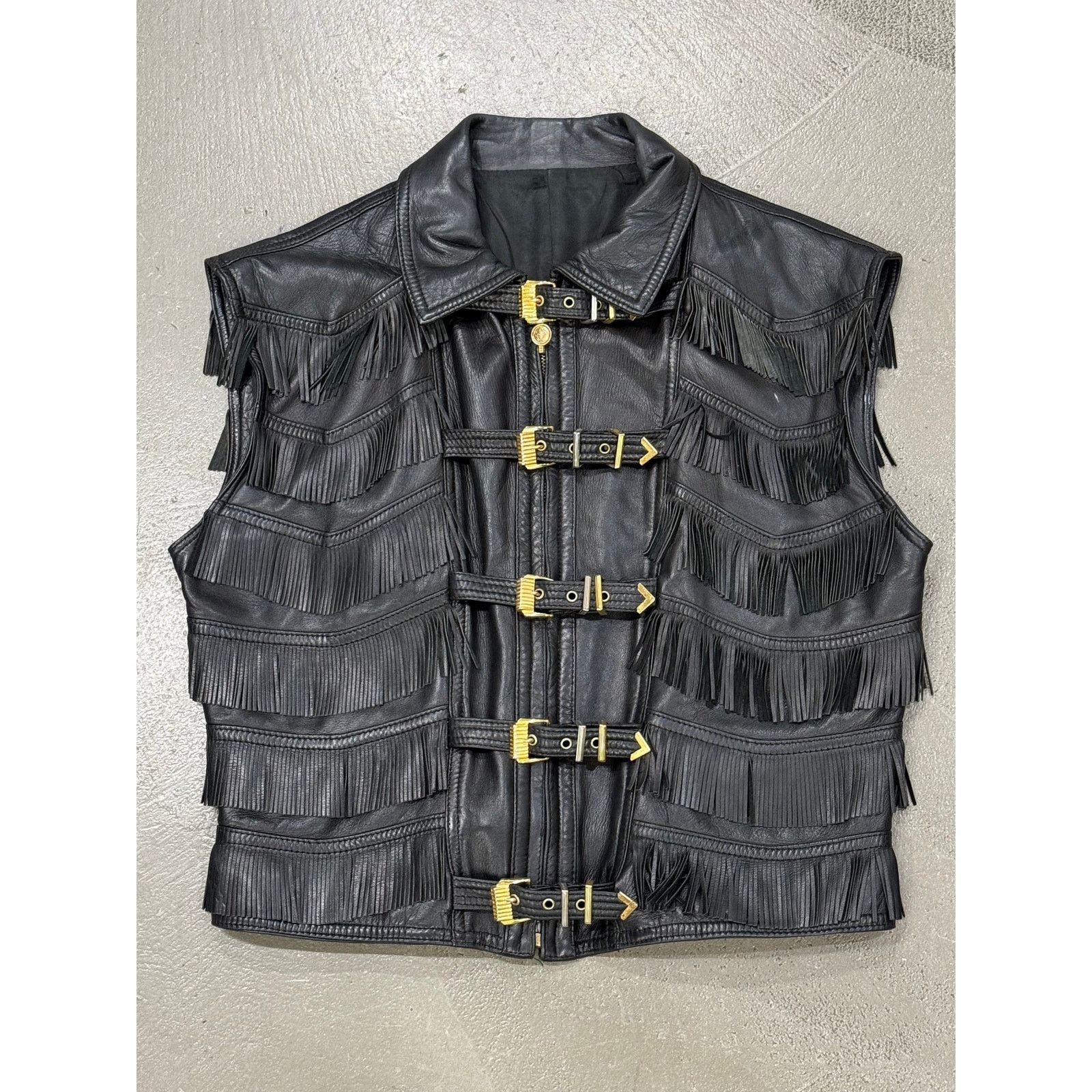 Versace A/W1992 Gianni Versace bondage fringe leather vest Size M / US 6-8 / IT 42-44 - 1 Thumbnail