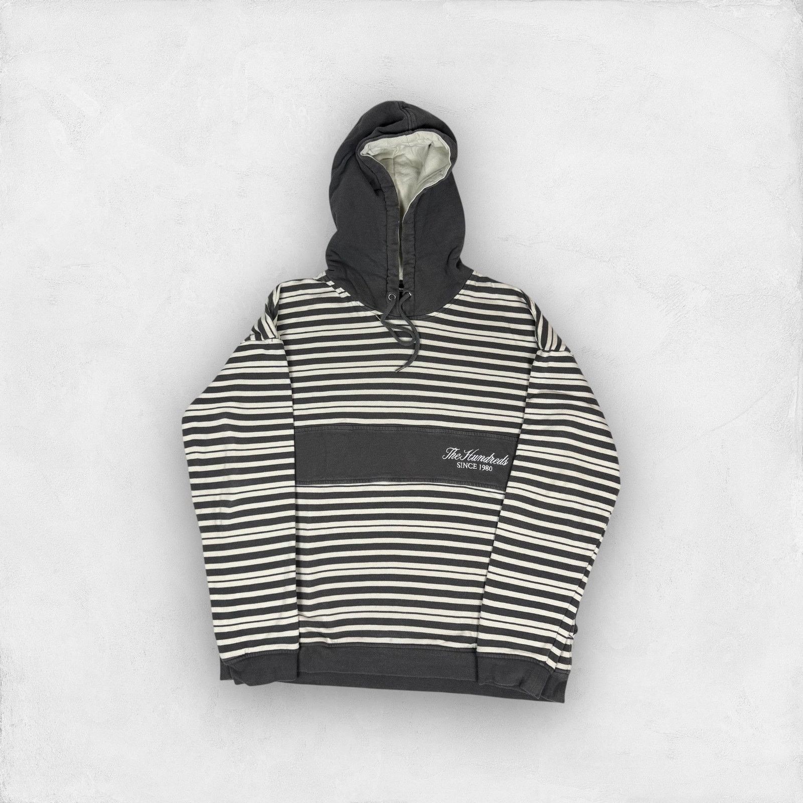 The Hundreds Vintage The Hundreds Mens Gray White Cotton Striped Hoodie M Size US M / EU 48-50 / 2 - 1 Thumbnail