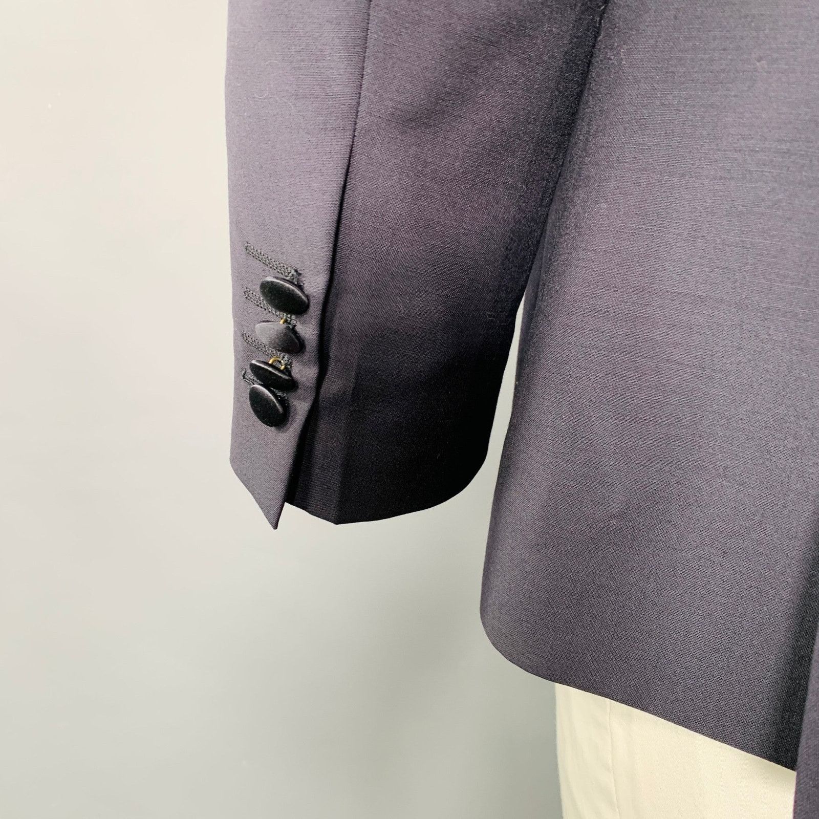 John Varvatos Navy Black Virgin Wool Mohair Peak Lapel Tuxedo Jacket Size US L / EU 52-54 / 3 - 4 Thumbnail