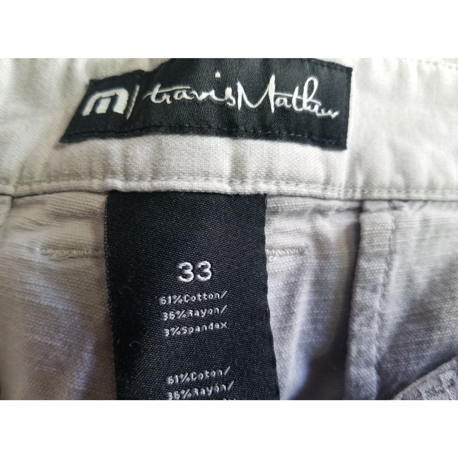 TravisMathew Travis Mathew Shorts Mens 33 Gray Lightweight Chino Casual Golf Active Regular Inseam 11in Logo Front Flat Front Pattern Solid Size US 33 - 6 Thumbnail