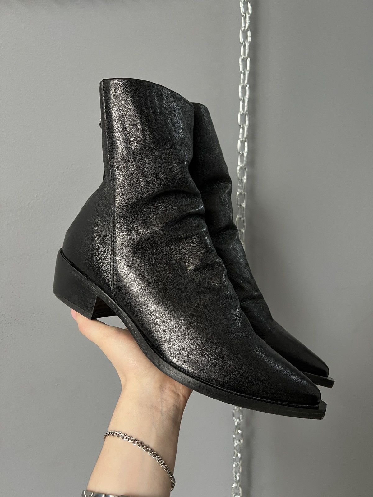 Avant garfe yohji yamamoto style y2k leather gothic boots