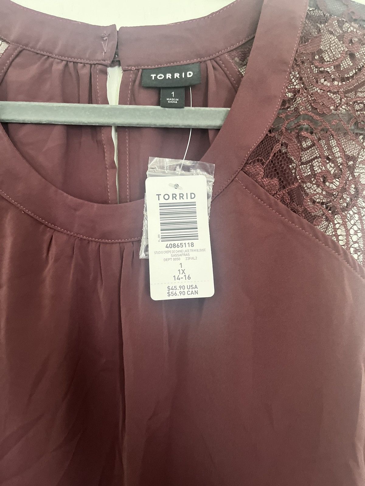 Designer × Torrid Burgundy Torrid Blouse - New with tags Size XS / US 0-2 / IT 36-38 - 4 Thumbnail