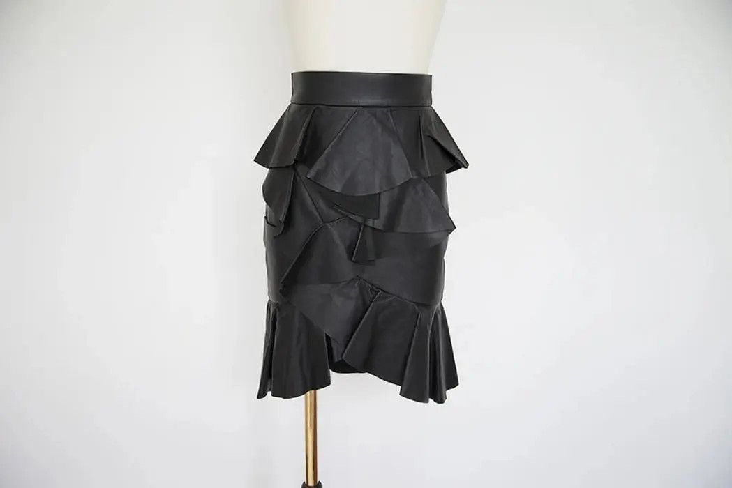 Balmain Resort 2015 black leather mermaid skirt Size 25" / US 0 / IT 36 - 3 Thumbnail