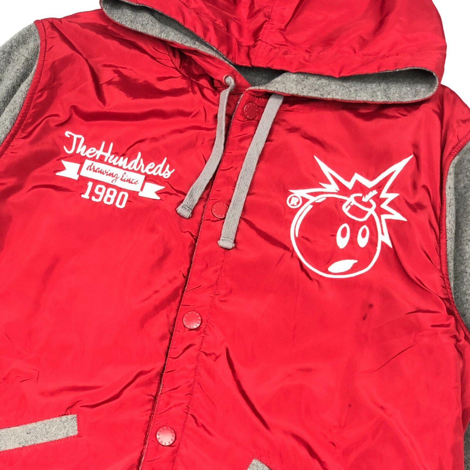 The Hundreds The Hundreds Red Gray Varsity Hooded Jacket Coat Large L Size US L / EU 52-54 / 3 - 2 Thumbnail