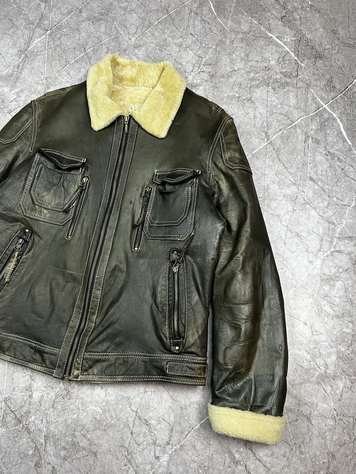 Vintage Leather Jacket faded crazy y2k Size US M / EU 48-50 / 2 - 4 Thumbnail