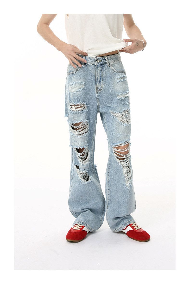 Japanese Brand × Jean Heavy distressed loose ripped casual jeans Size US 32 / EU 48 - 1 Thumbnail