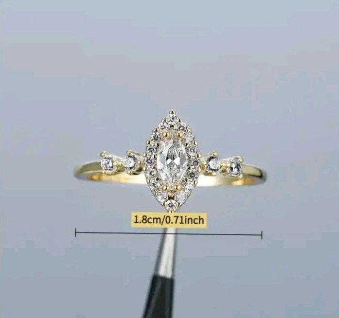 Other Marquise Cut Shape Cubic Zirconia Gold Band Ring Size 6 Size ONE SIZE - 2 Thumbnail