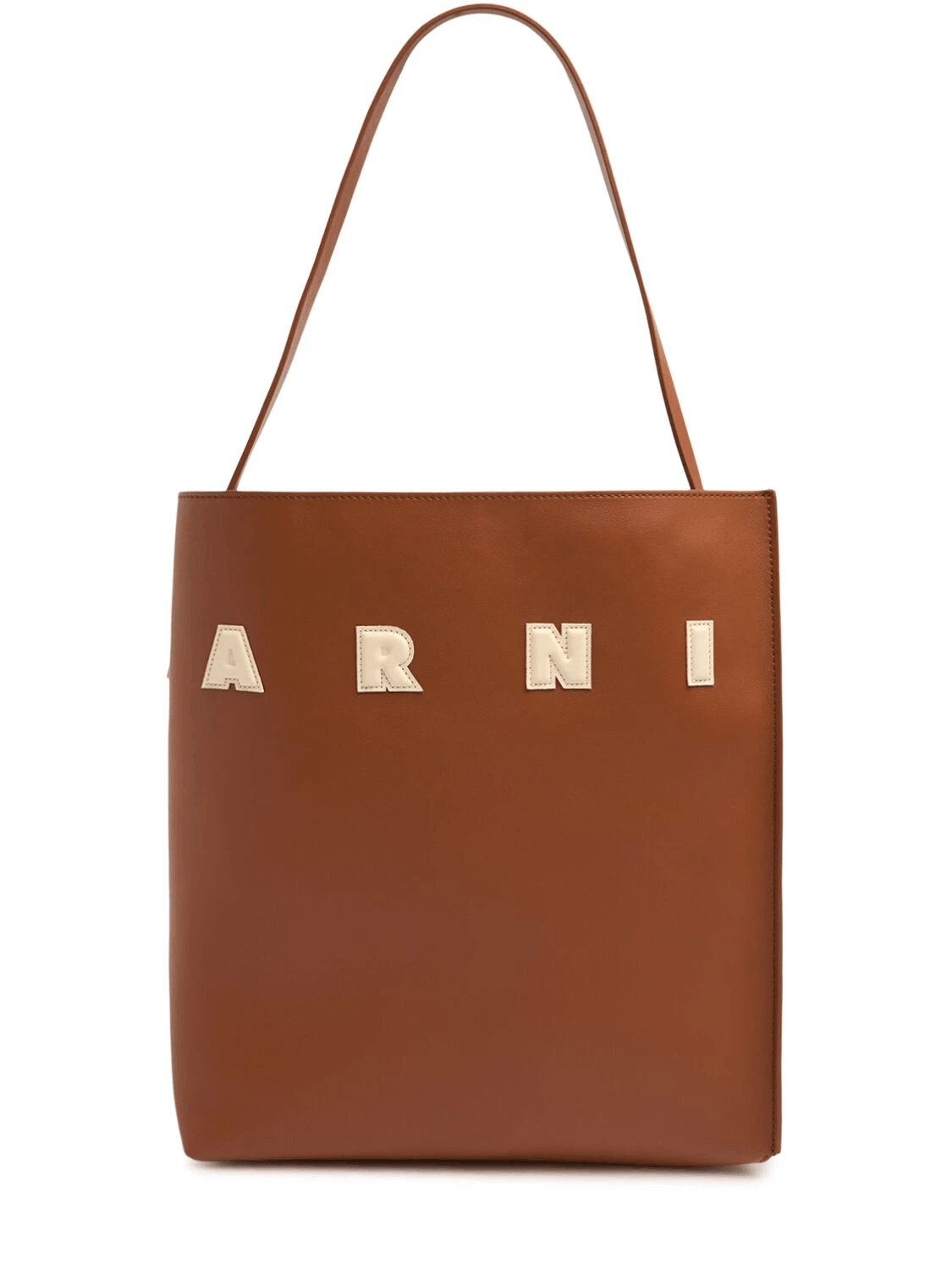 MARNI Museo Medium Mocha Brown Leather Shoulder Bag