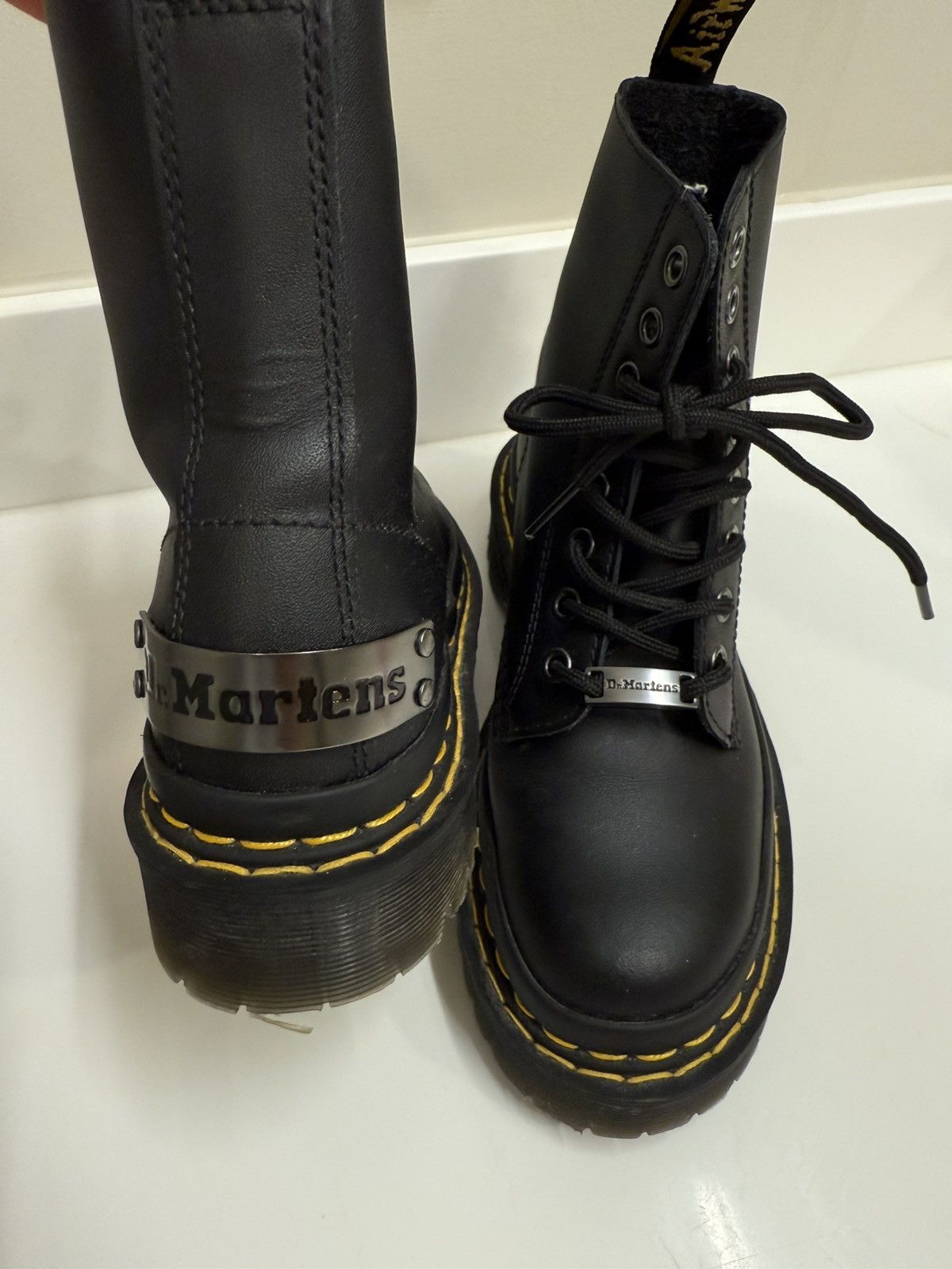Dr. Martens RARE! Dr Martens 1460 Bex Double Stitch 8 Eye Boots, Black Size US 6 / IT 36 - 12 Thumbnail
