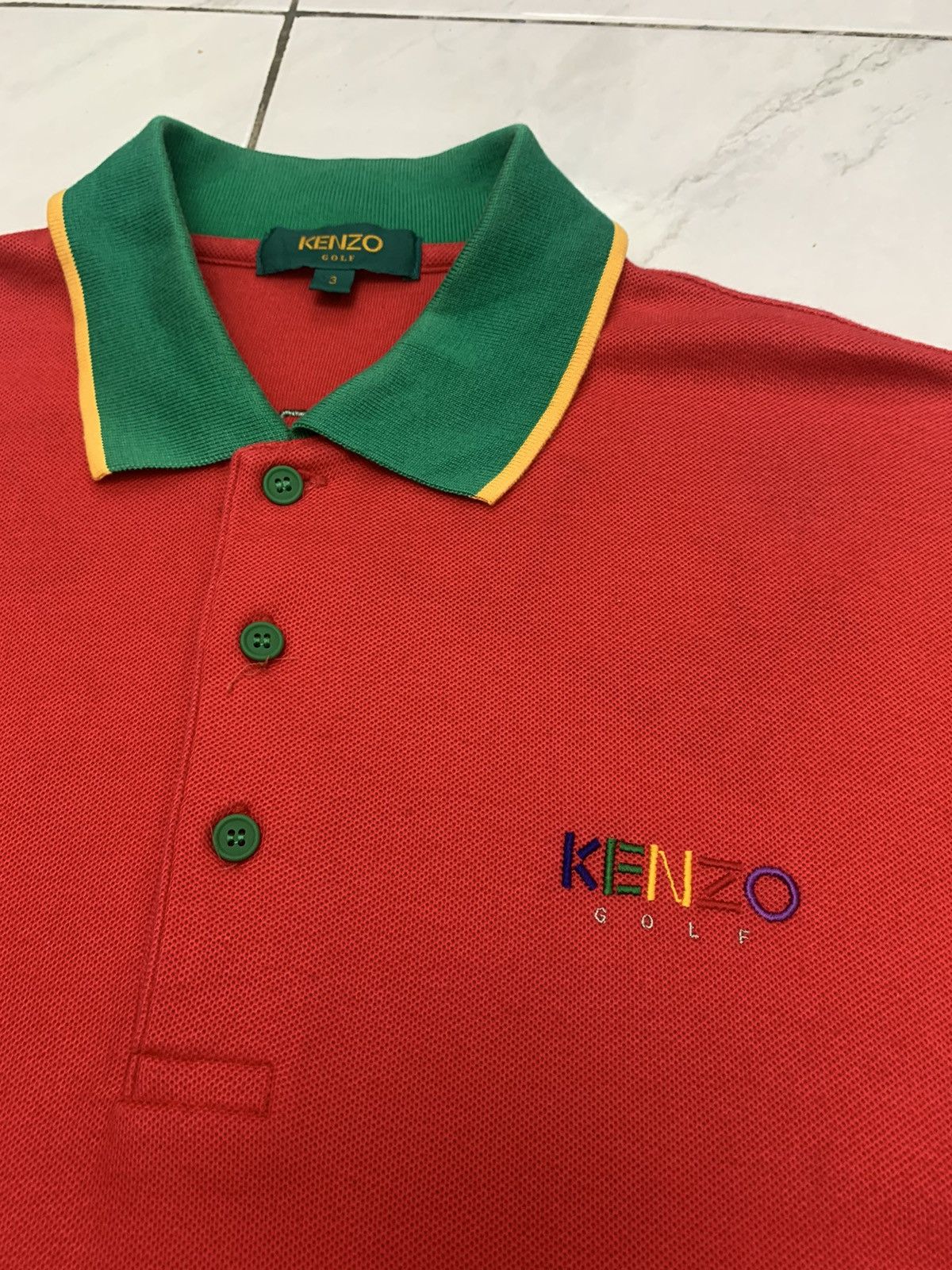 Kenzo Rare !!! Kenzo Golf polo shirt big logo mix colour Size US L / EU 52-54 / 3 - 3 Thumbnail