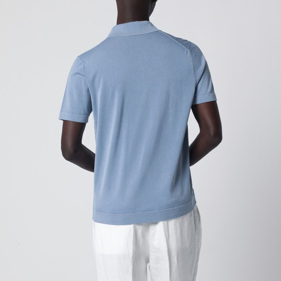 Drumohr o1d2blof0226 Cotton Polo Shirt in Light Blue Size US L / EU 52-54 / 3 - 3 Thumbnail