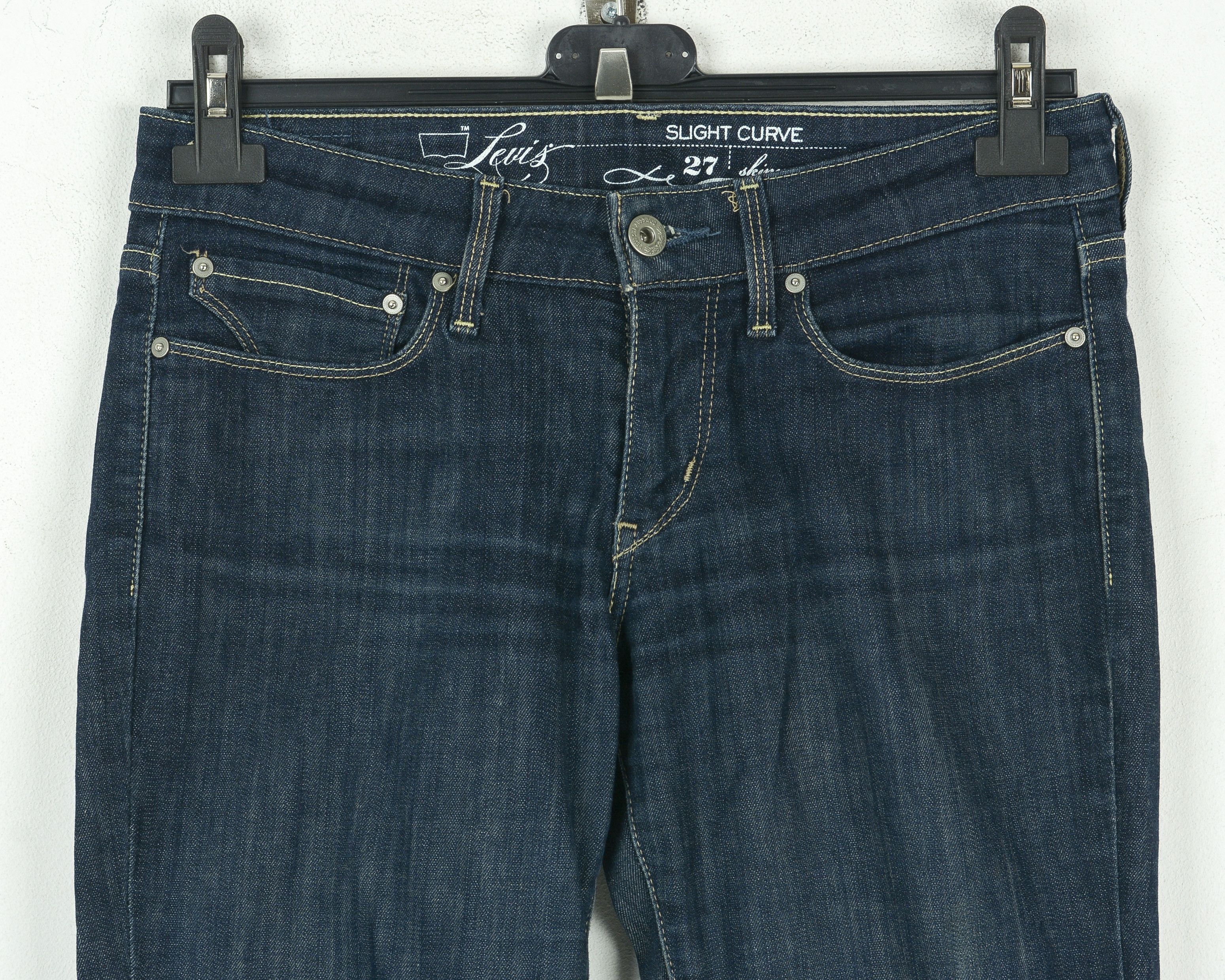Levi's Slight Curve Skinny W27 L32 Trousers Pants Navy Low Rise Size 27" / US 4 / IT 40 - 3 Thumbnail
