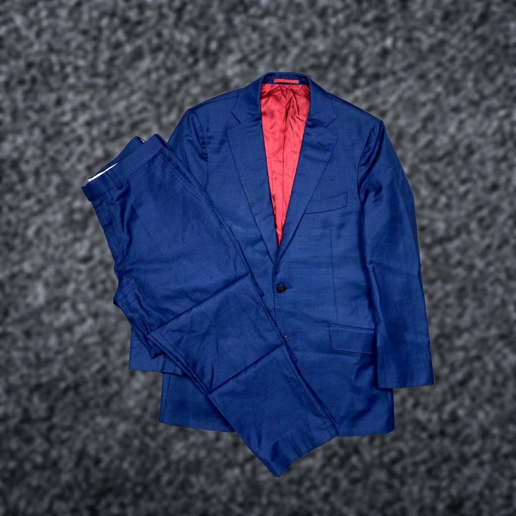 Suitsupply Suitsupply Blazer - 2 Piece Wool Suit Jacket + Pants 48R Blue Mens Vintage Style Two-Button Front Size 48R - 1 Thumbnail