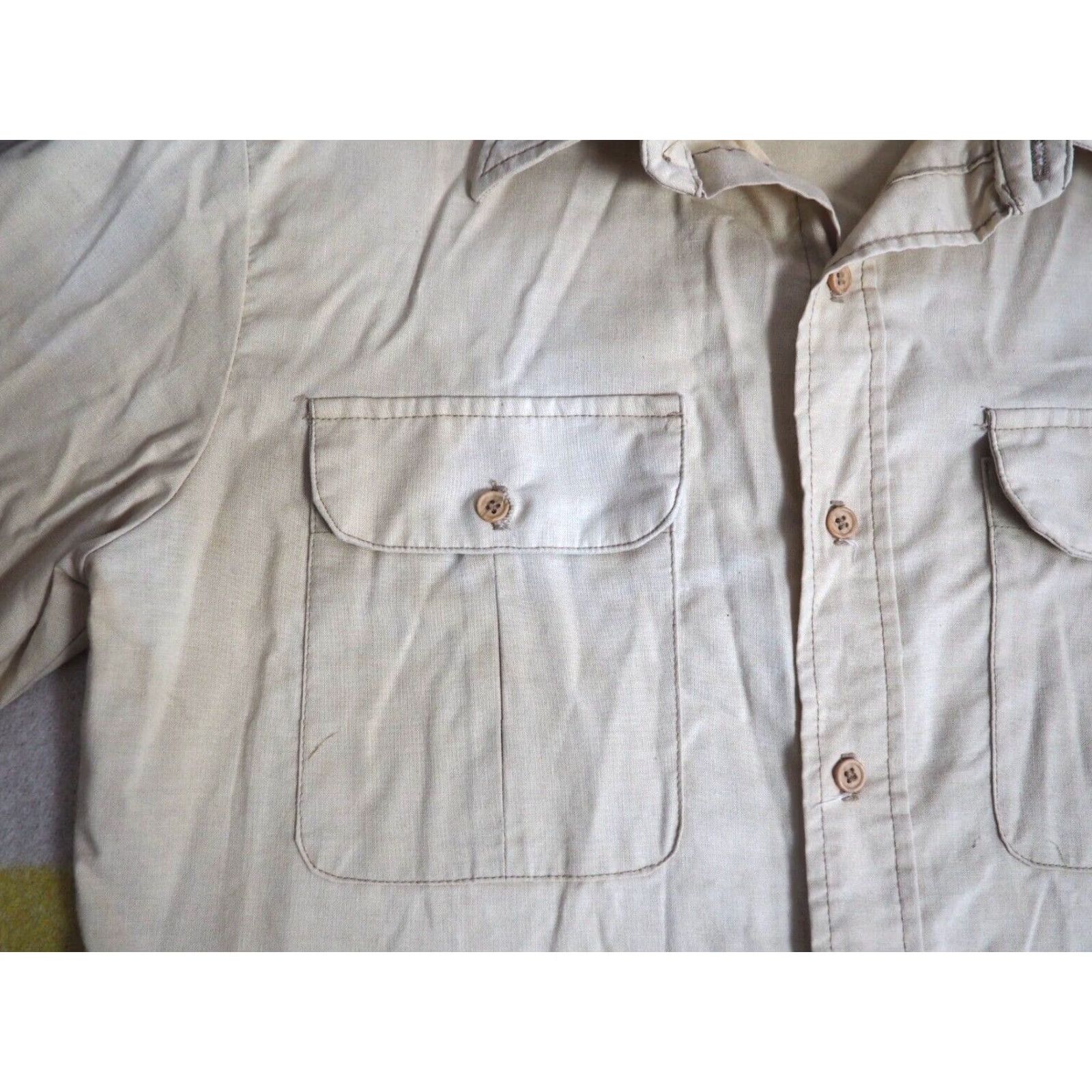Vintage VINTAGE REI Co-op Button-Front Shirt Mens M 70s Sun Faded Cotton Beige Grunge Outdoor Pocket Shirt Size US M / EU 48-50 / 2 - 6 Thumbnail