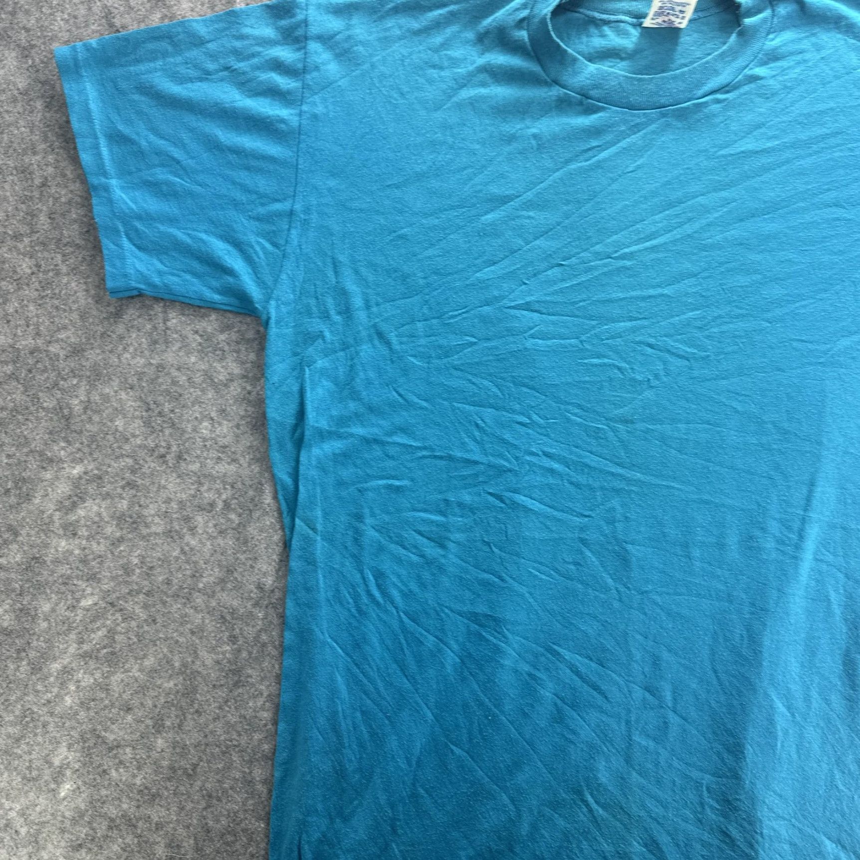 Jerzees VINTAGE Jerzees Shirt Mens One Size Blue Made USA 50/50 Single Stitch Blank 80s XL Adult Mens Blue 80s Shirt Size US XL / EU 56 / 4 - 4 Thumbnail