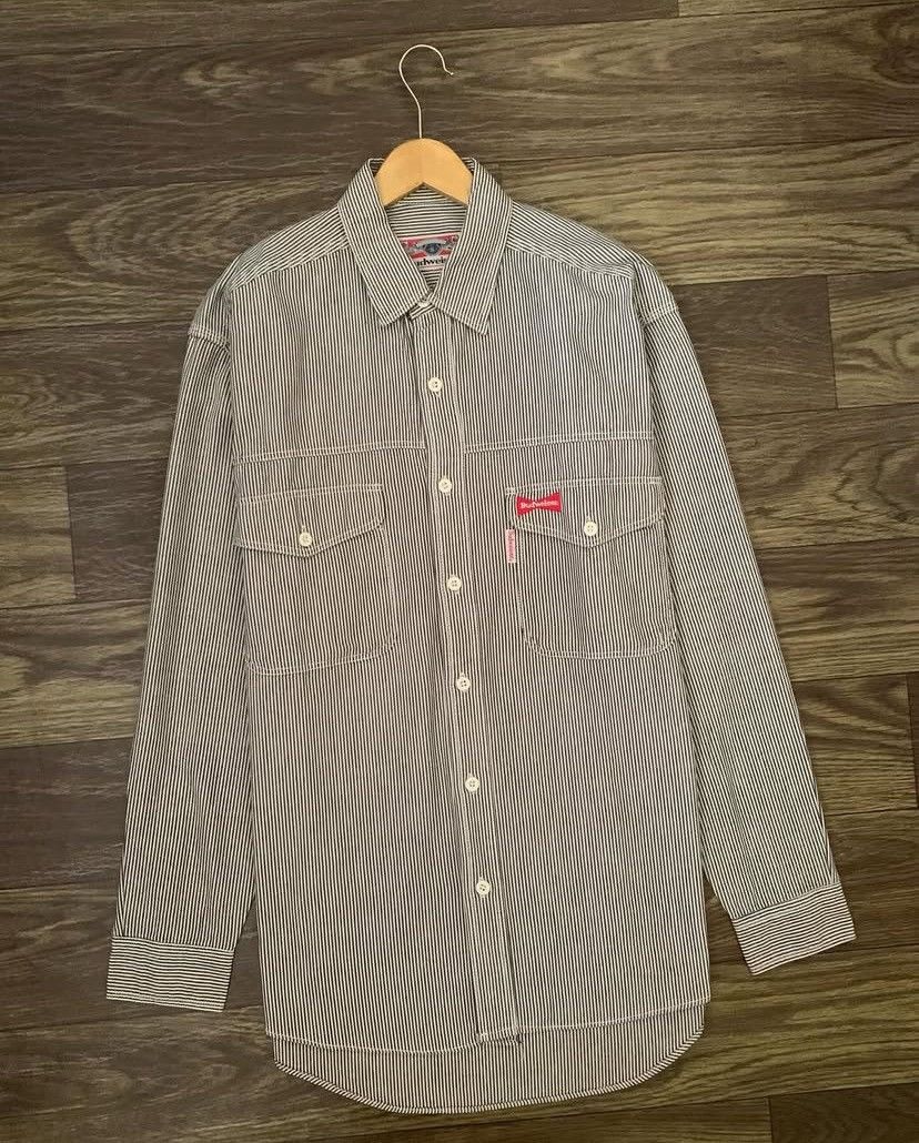 Budweiser Japan Vintage BUDWEISER Hickory Stripe Long Sleeve Size US XL / EU 56 / 4 - 2 Thumbnail