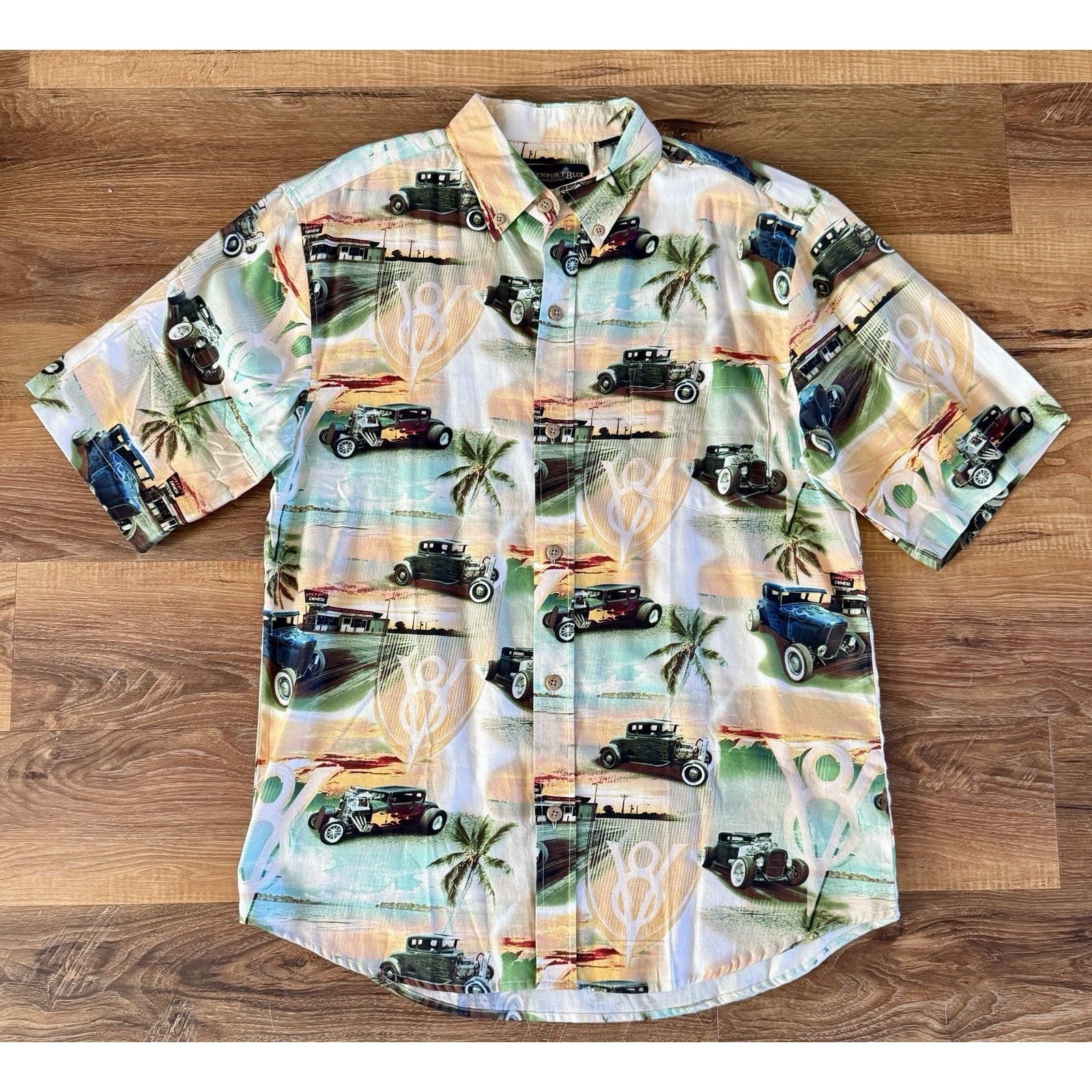 Other Newport Blue Hawaiian Shirt Classic Hot Rod Button Up Men's Size US L / EU 52-54 / 3 - 2 Thumbnail
