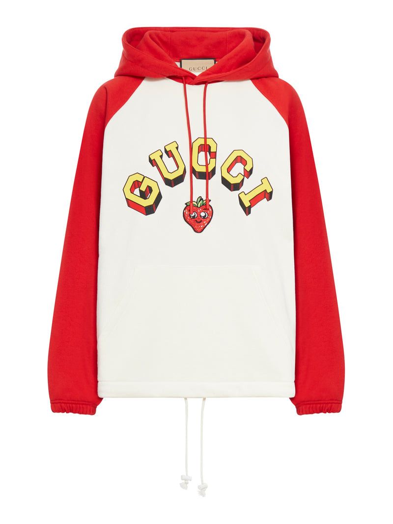 image of Gucci Cotton Jersey Hooded Sweatshirt in Red, Women's (Size XS)